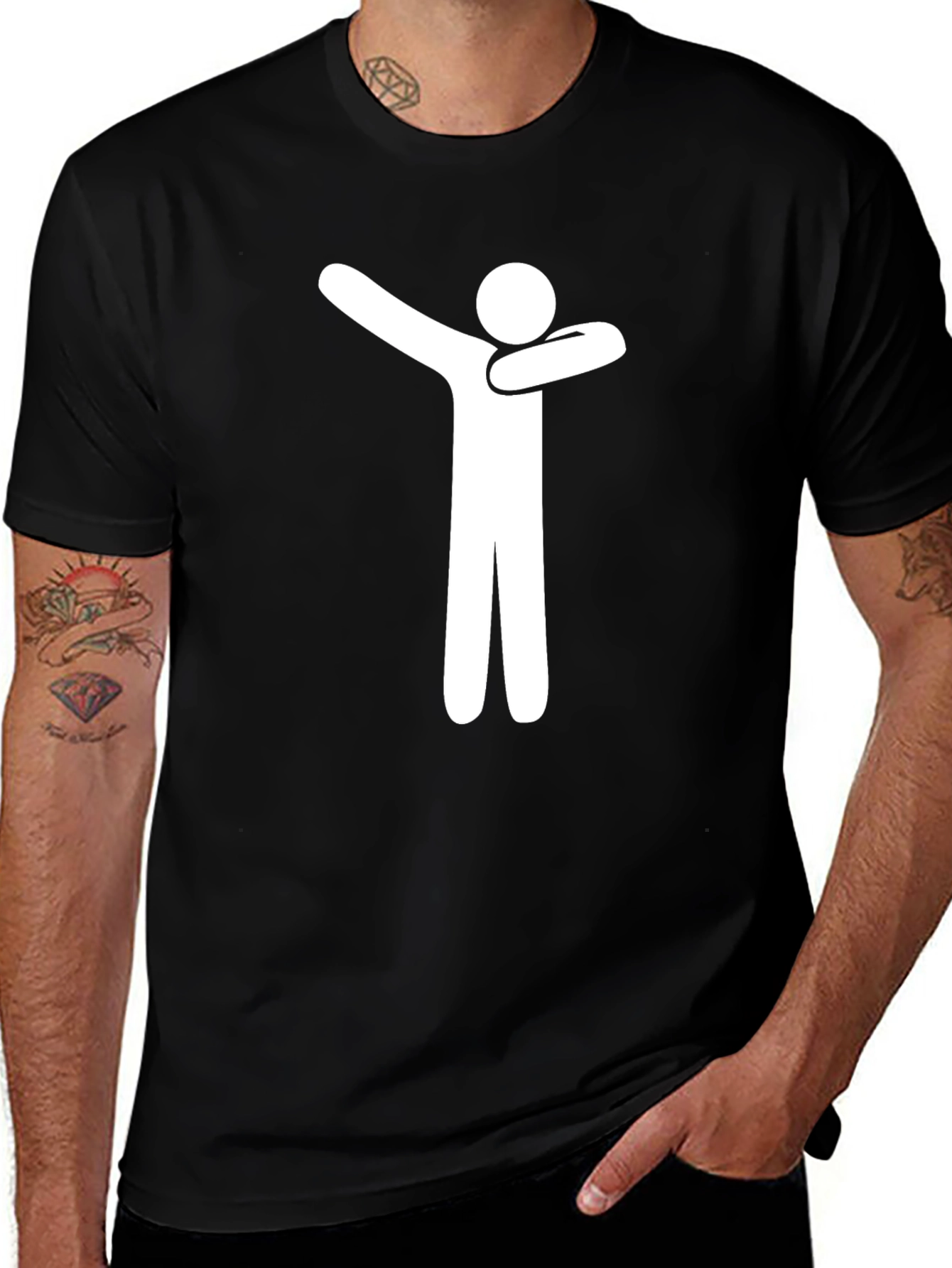 Dabbing Stick Figure Graphic Tee - Cool Black T-Shirt