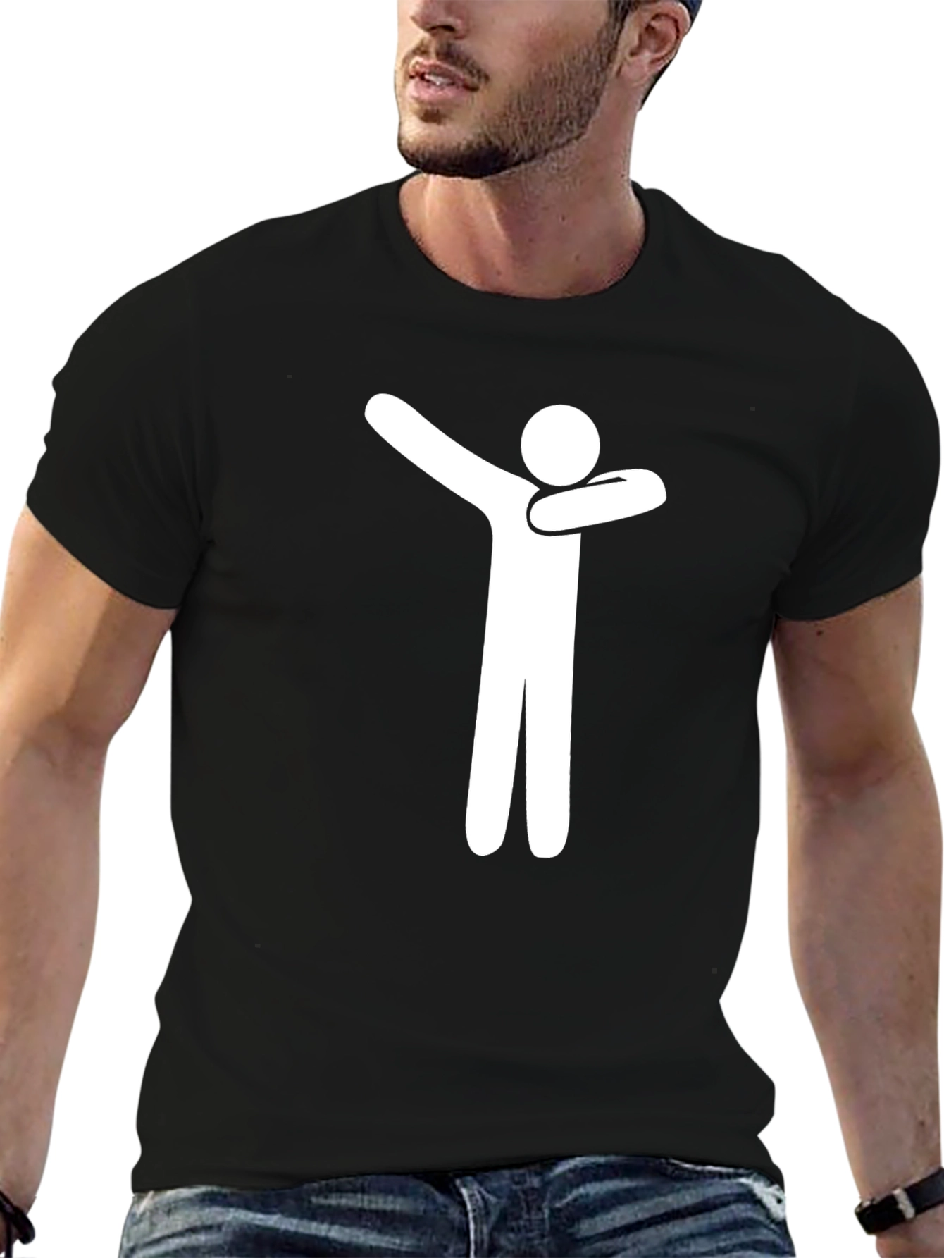 Dabbing Stick Figure Graphic Tee - Cool Black T-Shirt