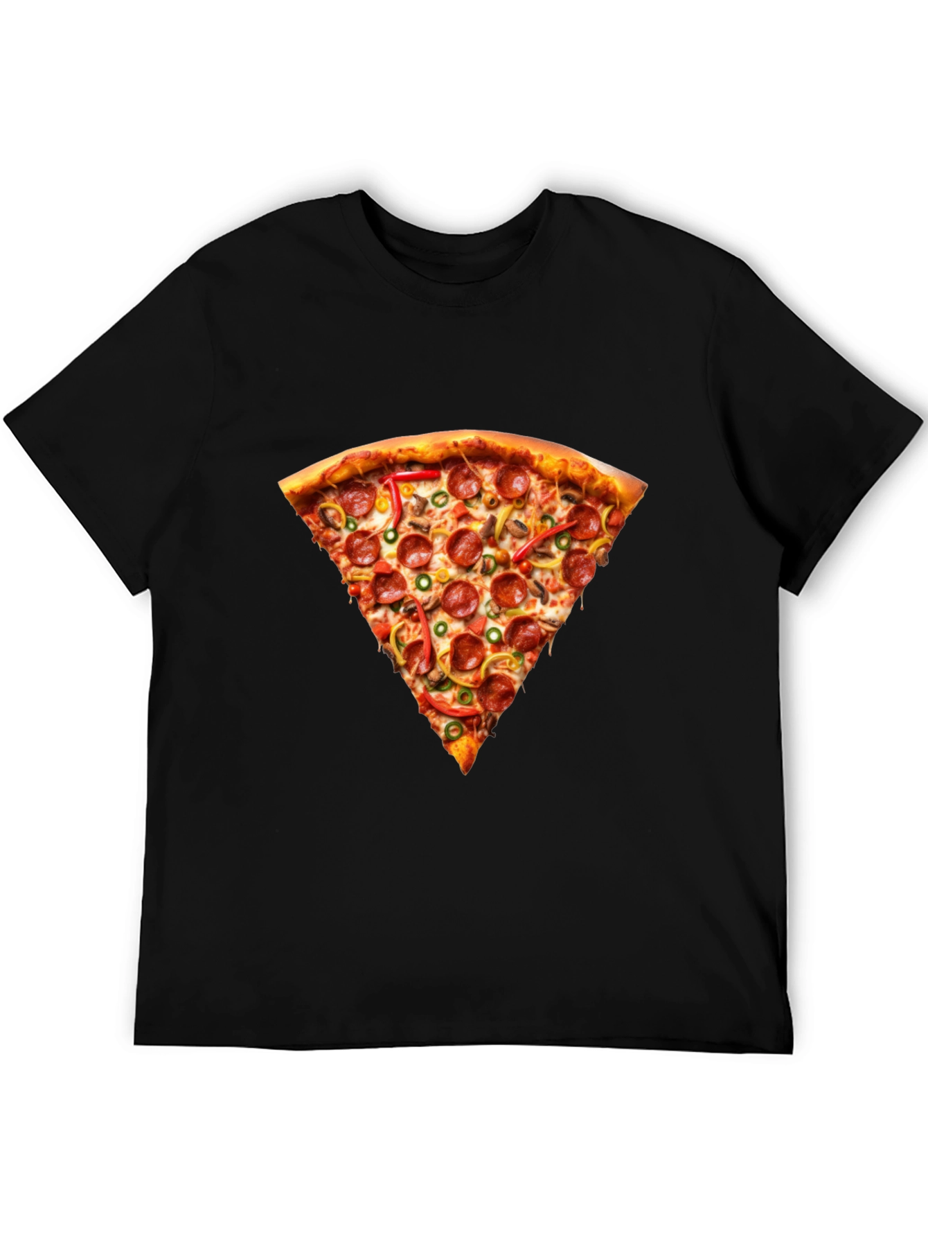 Pizza Slice Graphic Tee - Casual Black T-Shirt