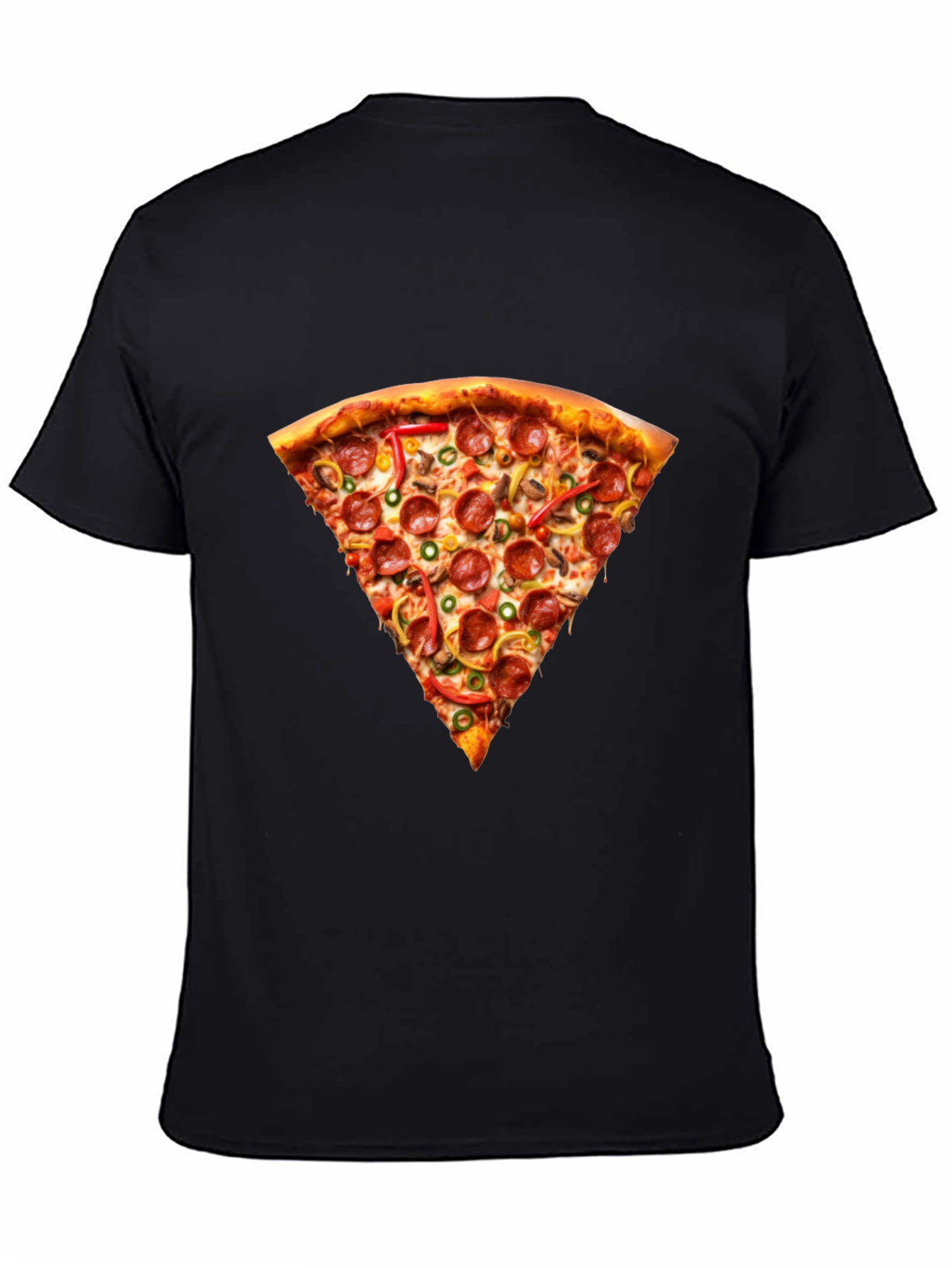 Pizza Slice Graphic Tee - Casual Black T-Shirt
