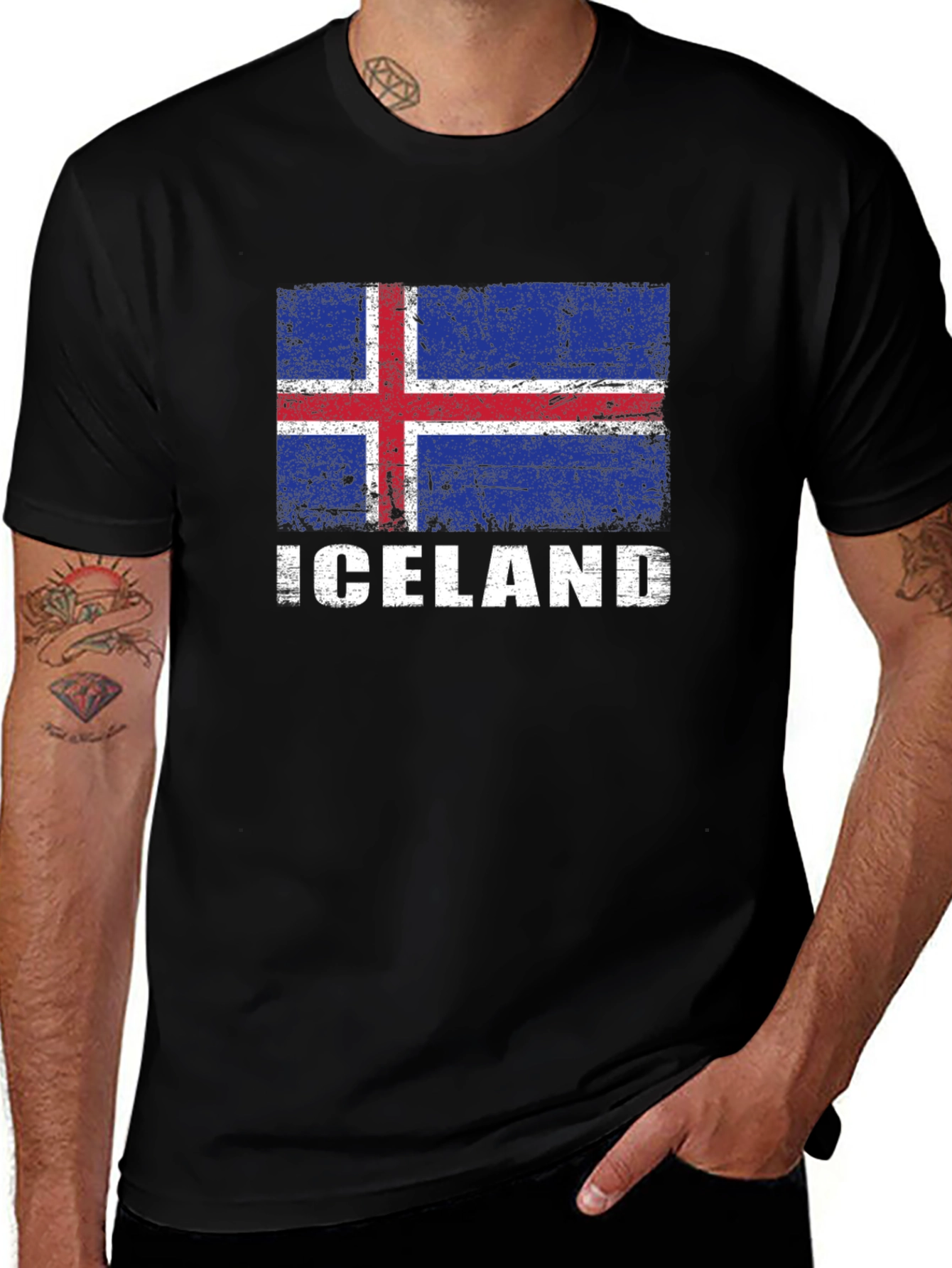 Iceland Flag Graphic Tee - Distressed Print
