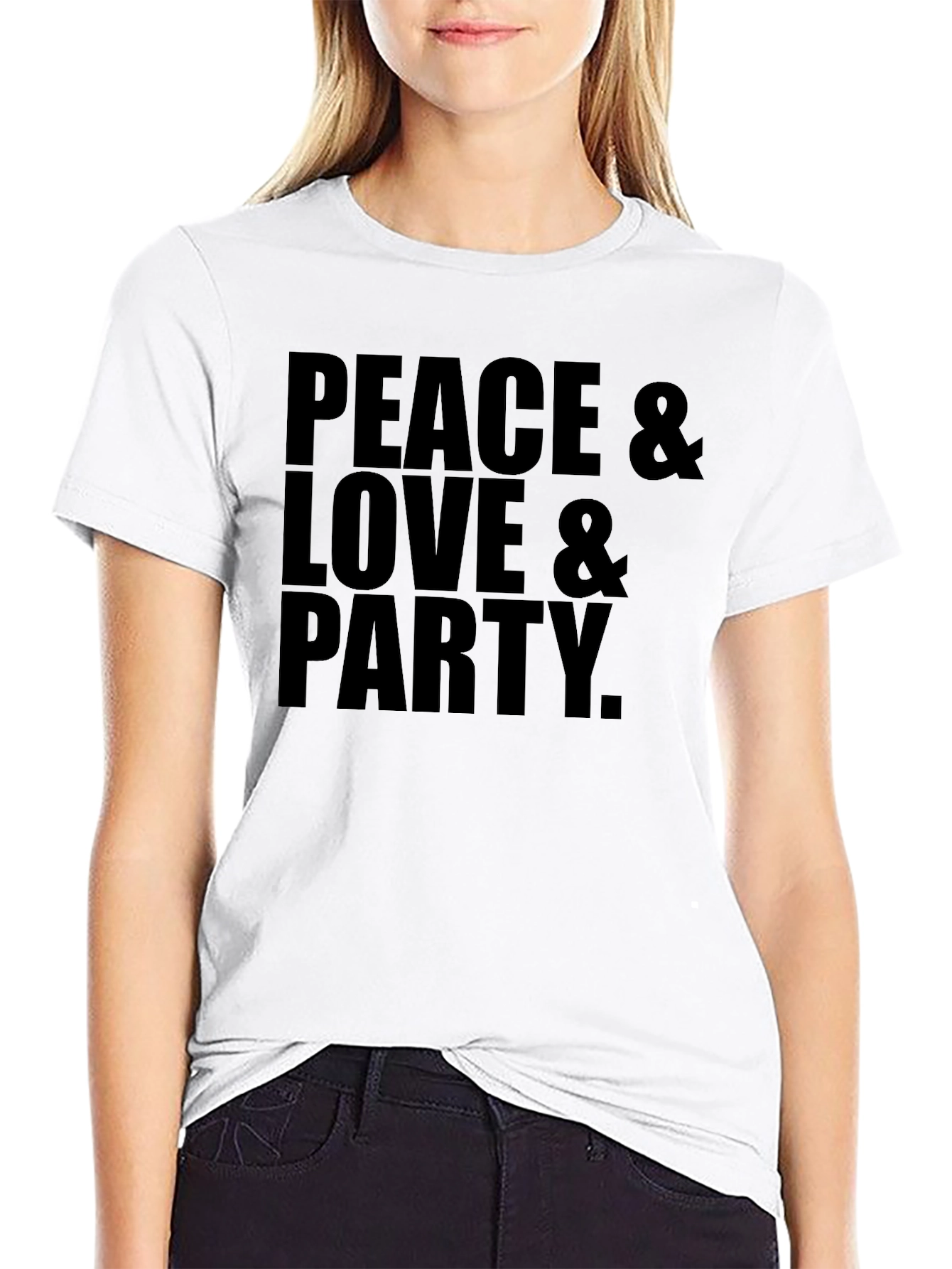 Peace Love Party Black Graphic Tee