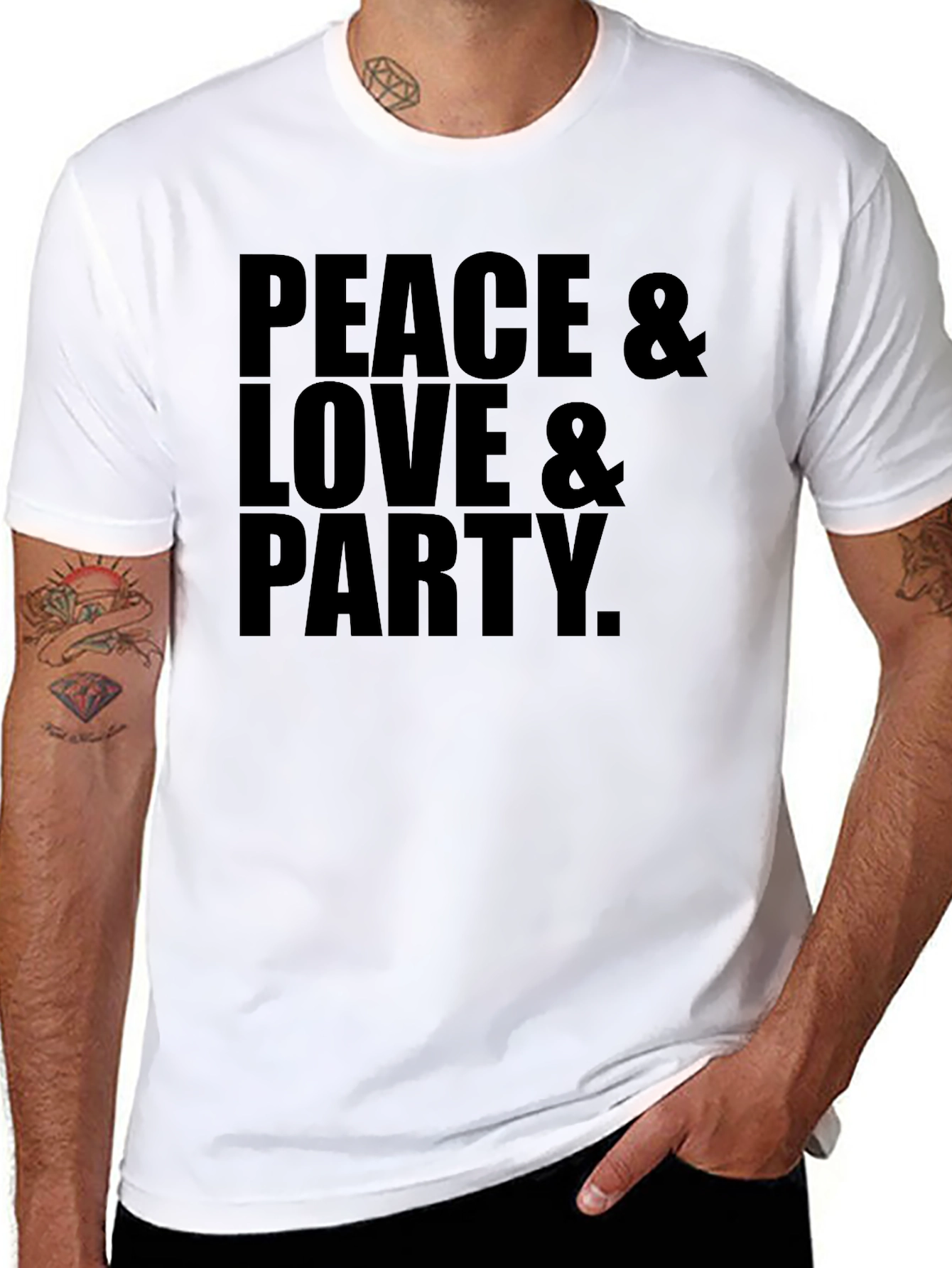 Peace Love Party Black Graphic Tee