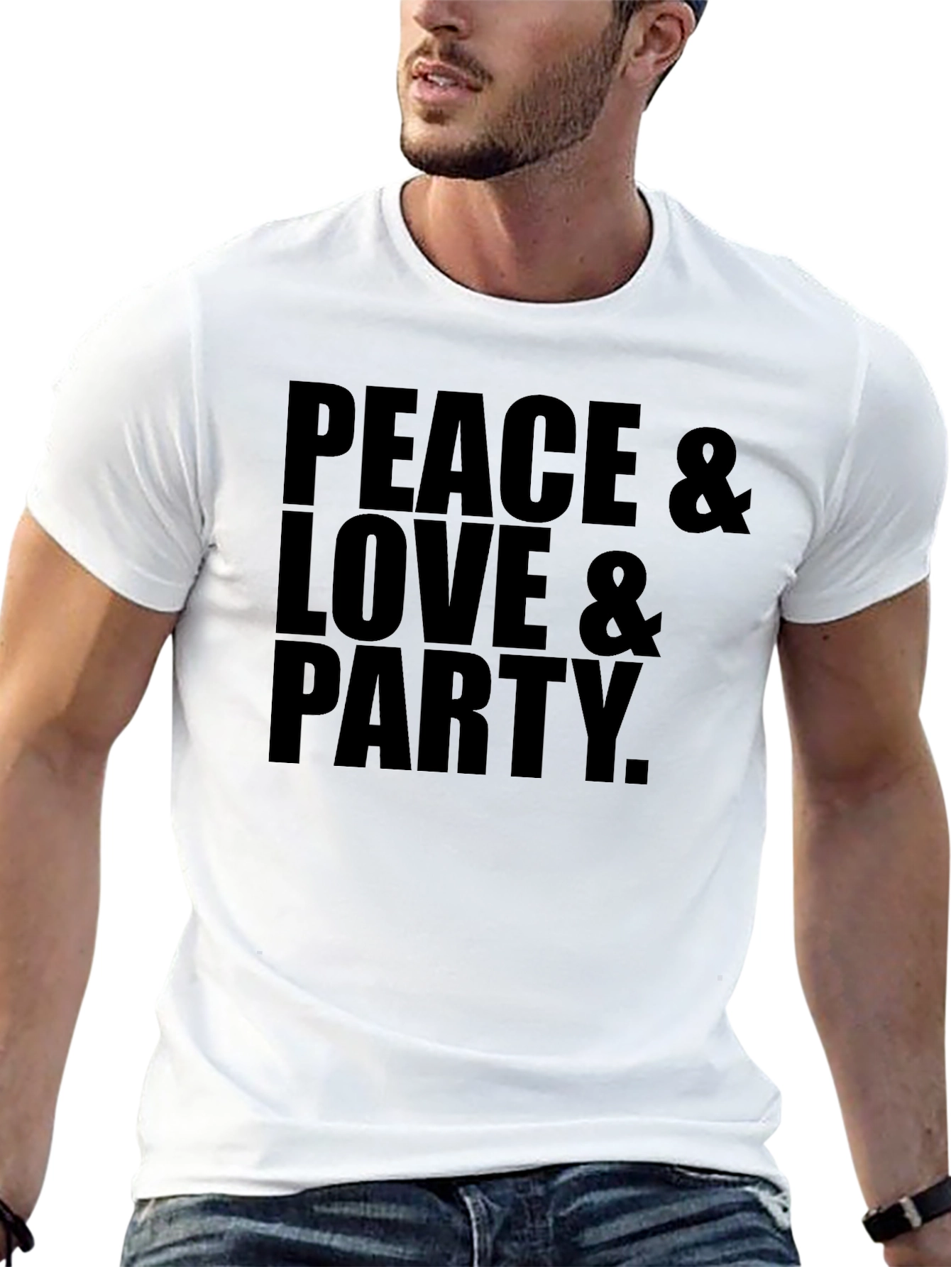 Peace Love Party Black Graphic Tee