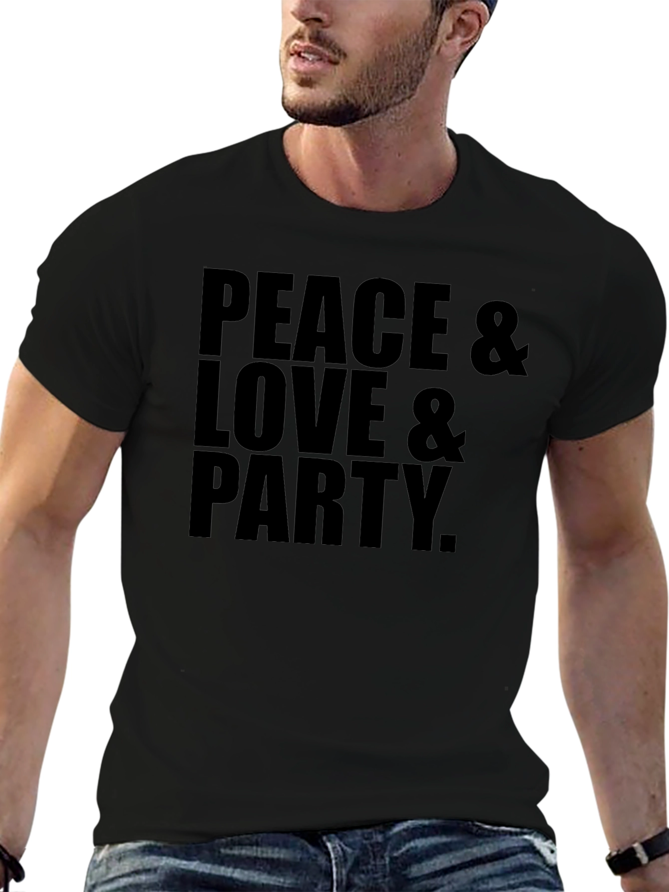 Peace Love Party Black Graphic Tee
