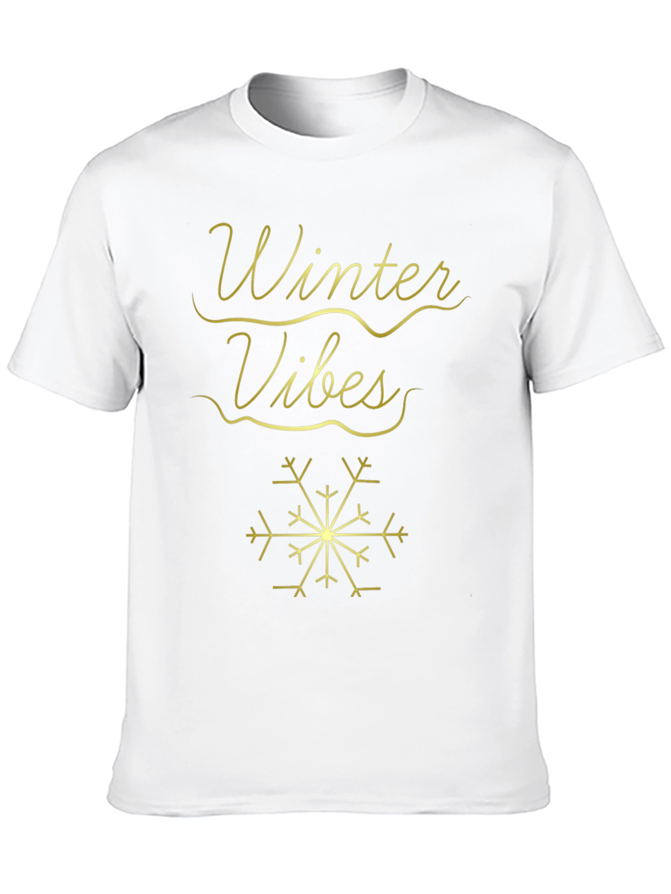 Winter Vibes T-Shirt - Black with Gold Design