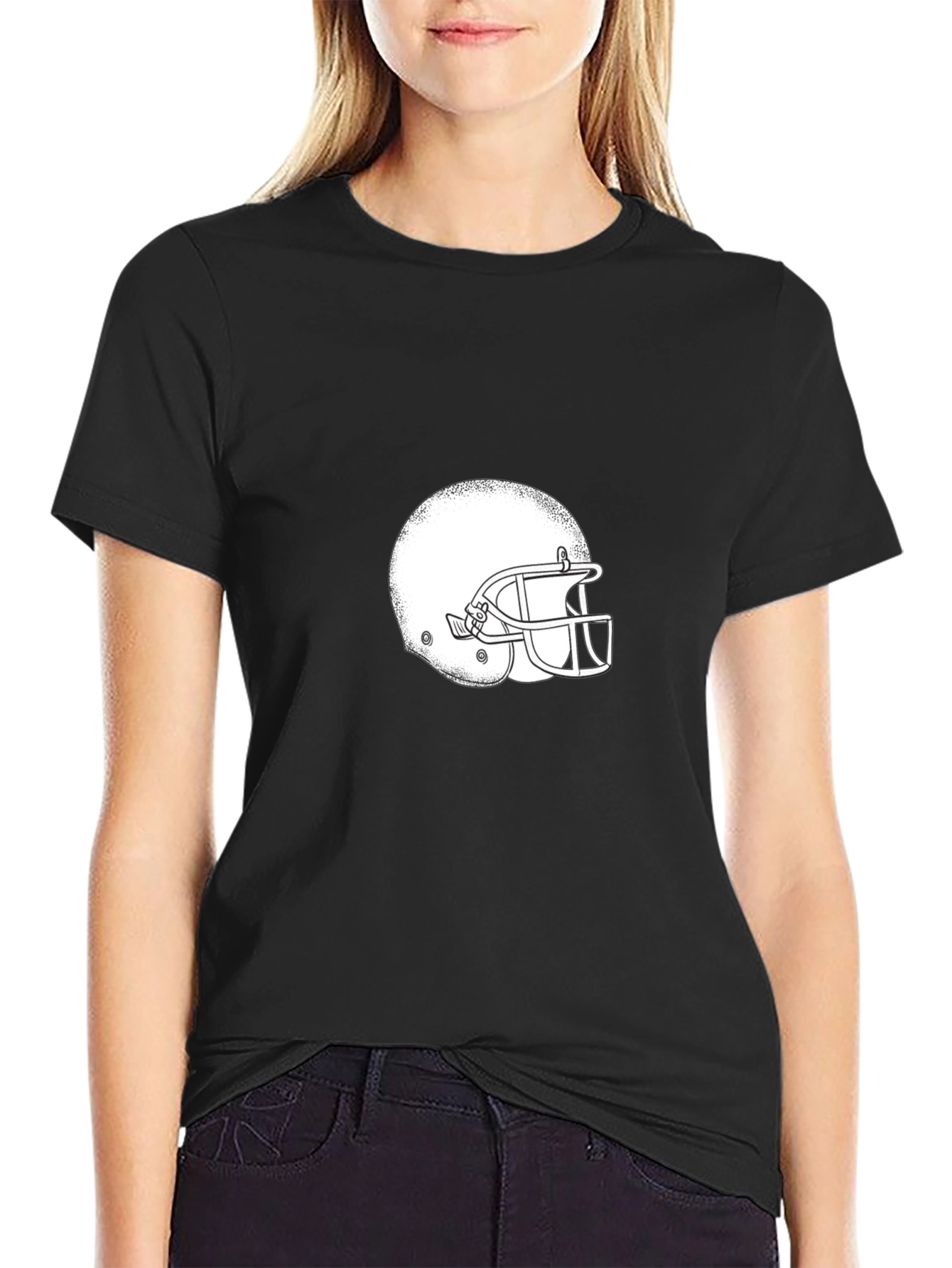 Football Helmet Graphic T-Shirt - Black