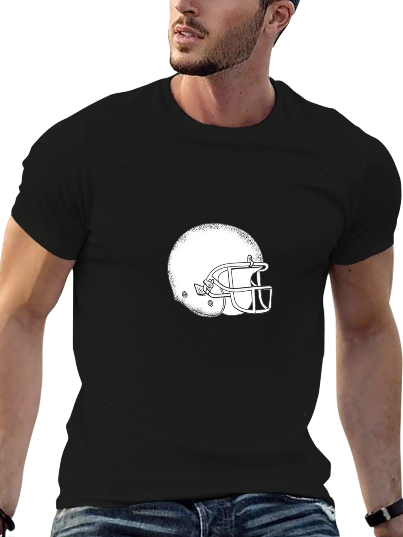 Football Helmet Graphic T-Shirt - Black
