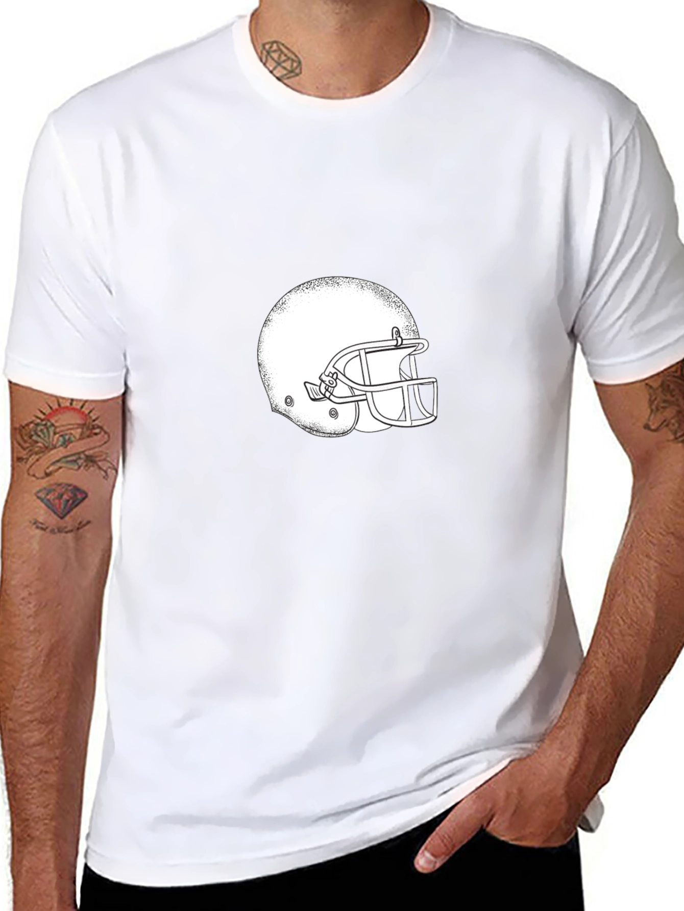 Football Helmet Graphic T-Shirt - Black