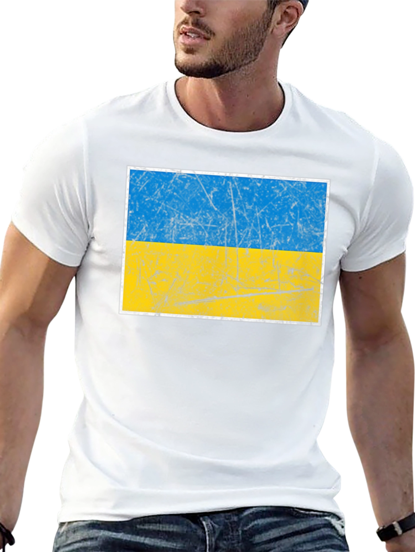 Ukraine Flag Graphic Tee - Distressed Style