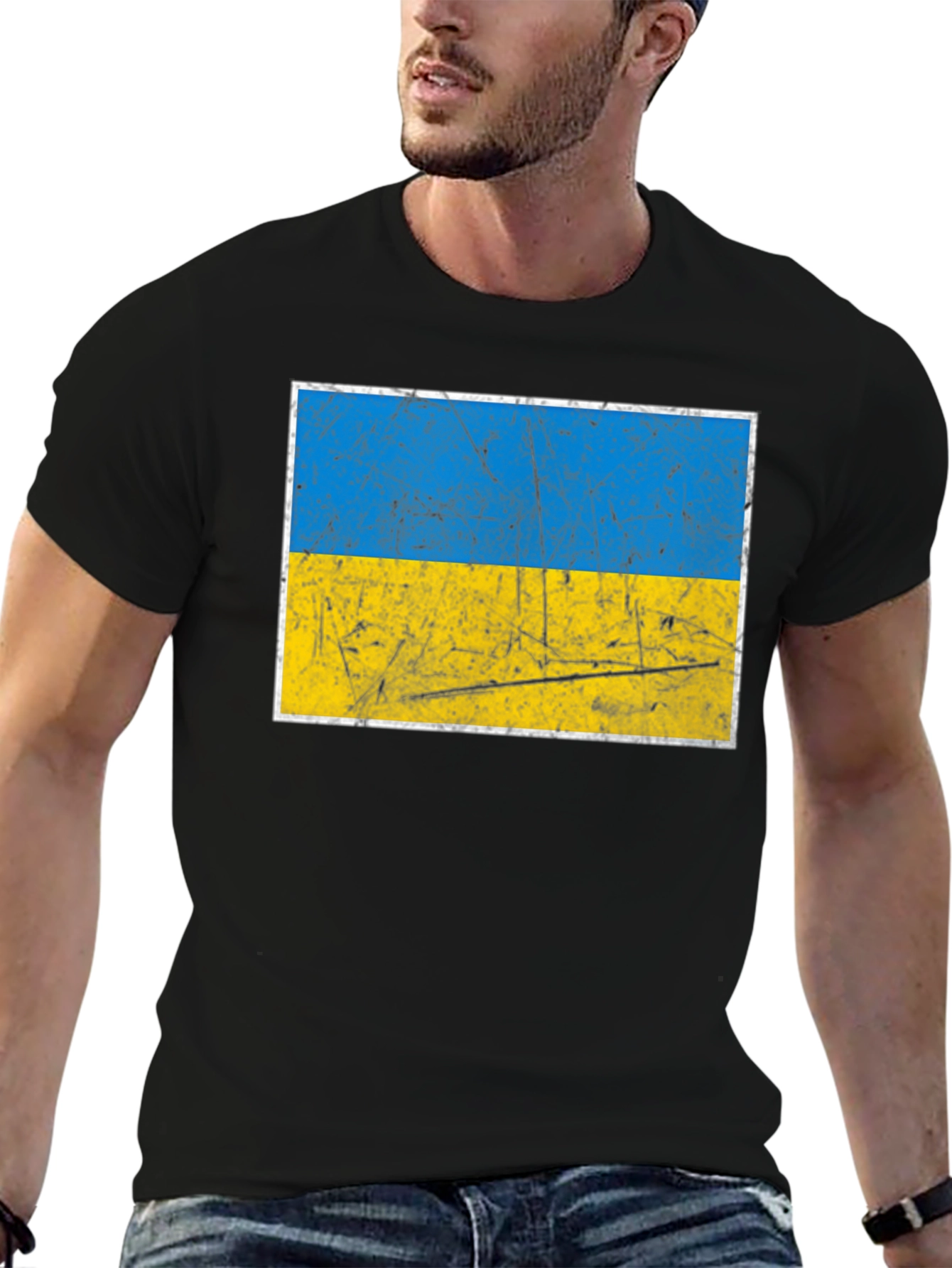 Ukraine Flag Graphic Tee - Distressed Style