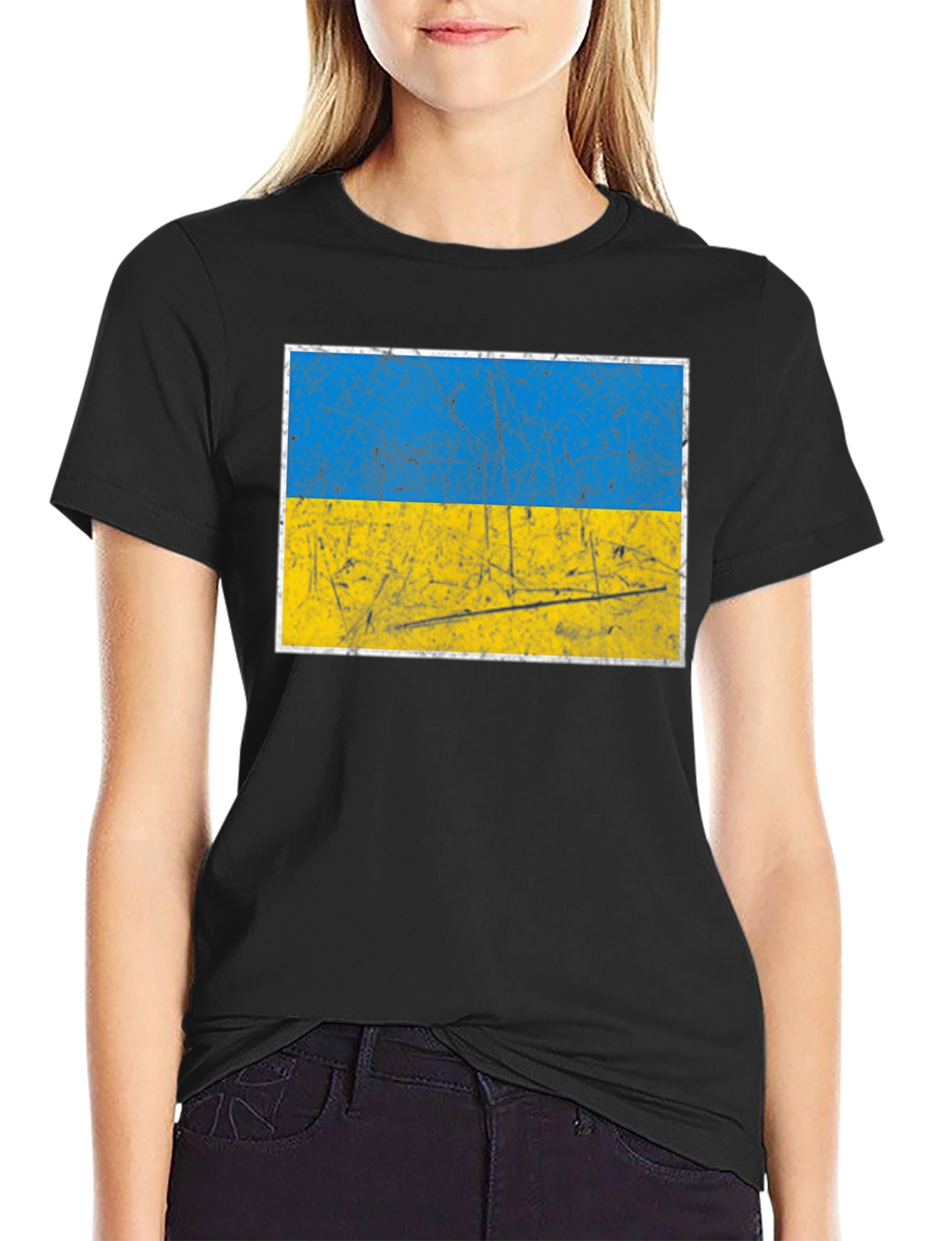 Ukraine Flag Graphic Tee - Distressed Style