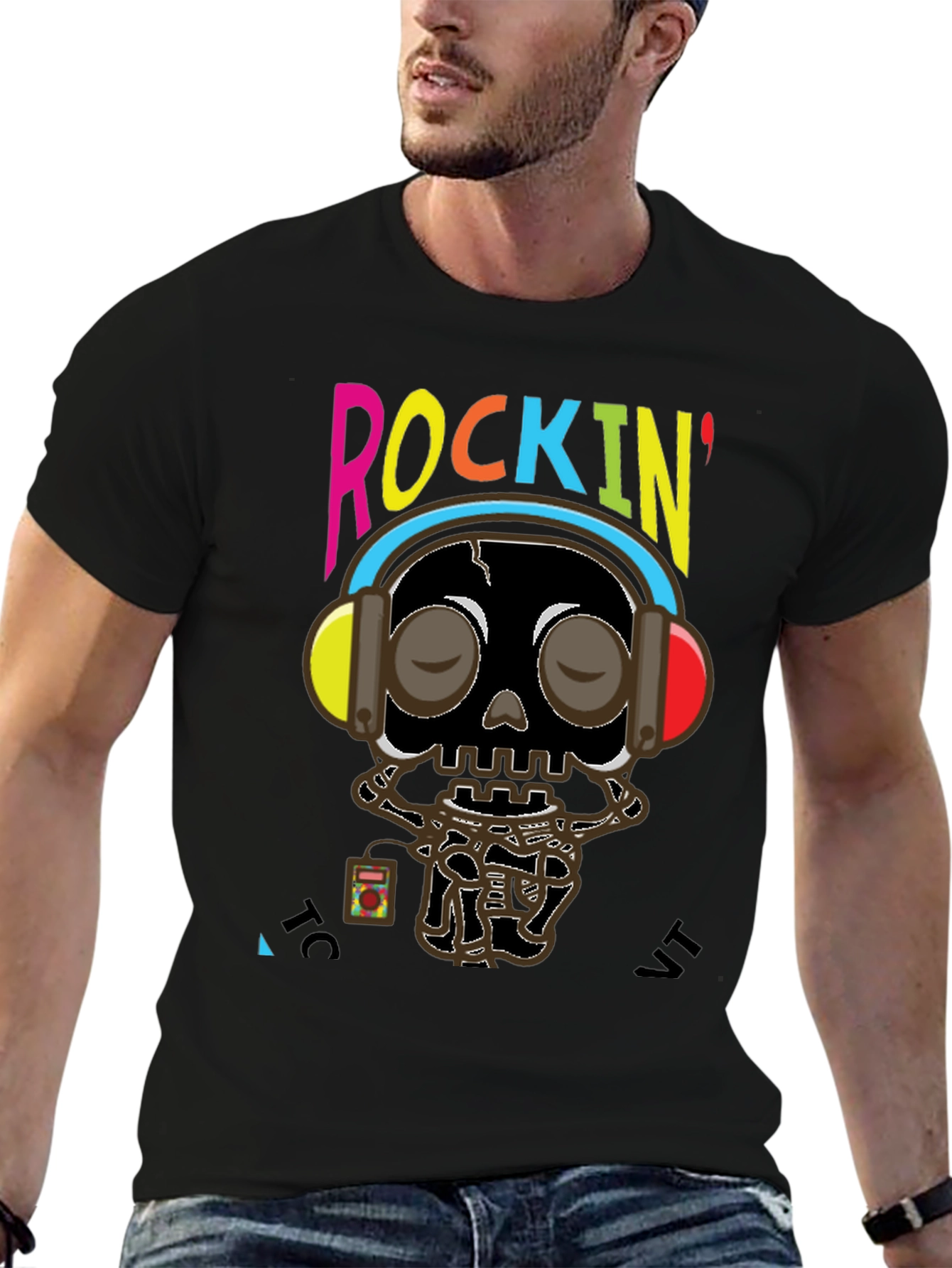 Rockin Skull Graphic Tee - Music Lovers T-Shirt