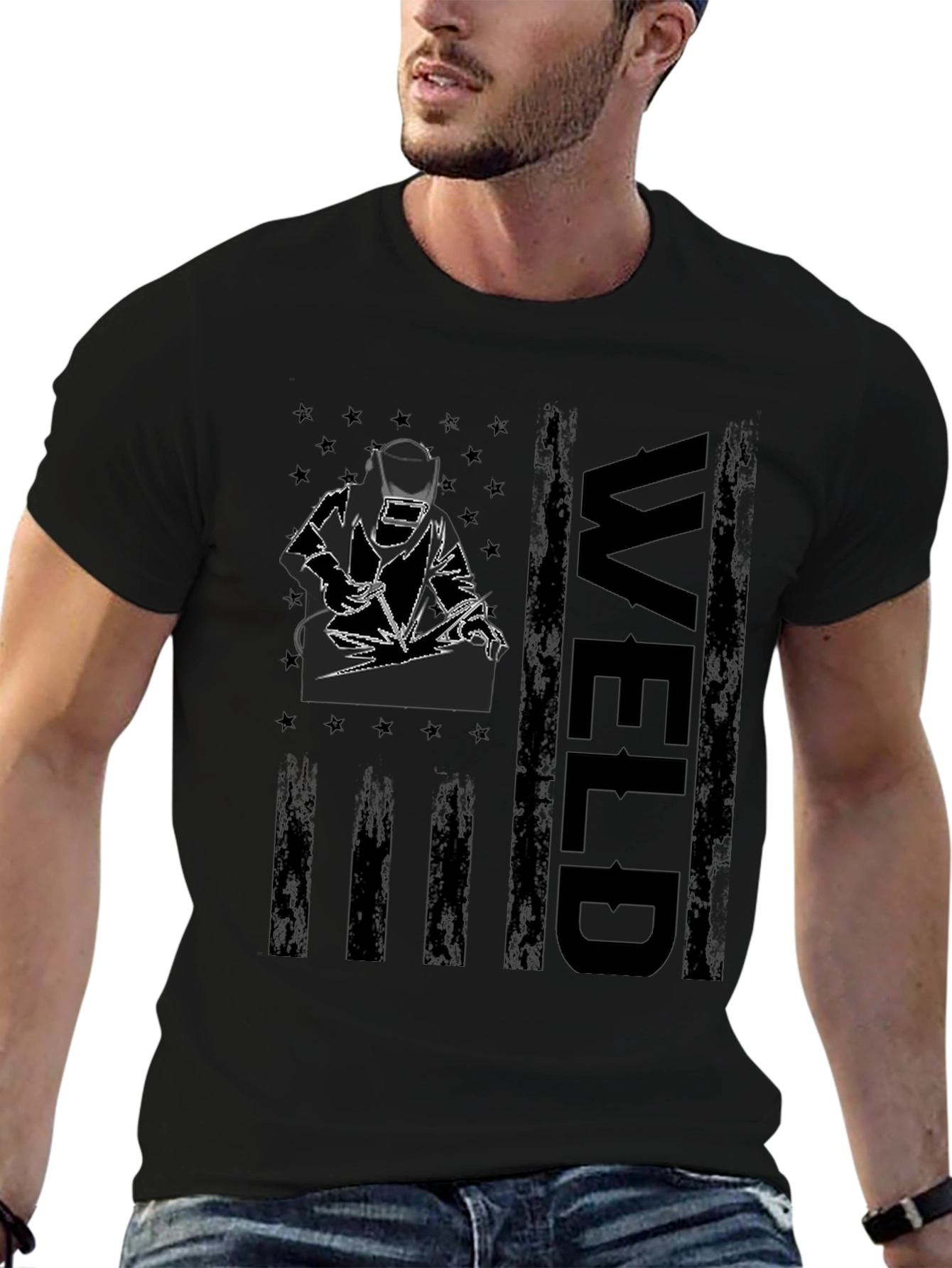Welder American Flag Graphic Tee - Black