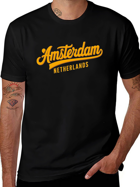 Amsterdam Netherlands Graphic Tee - Stylish Black T-Shirt