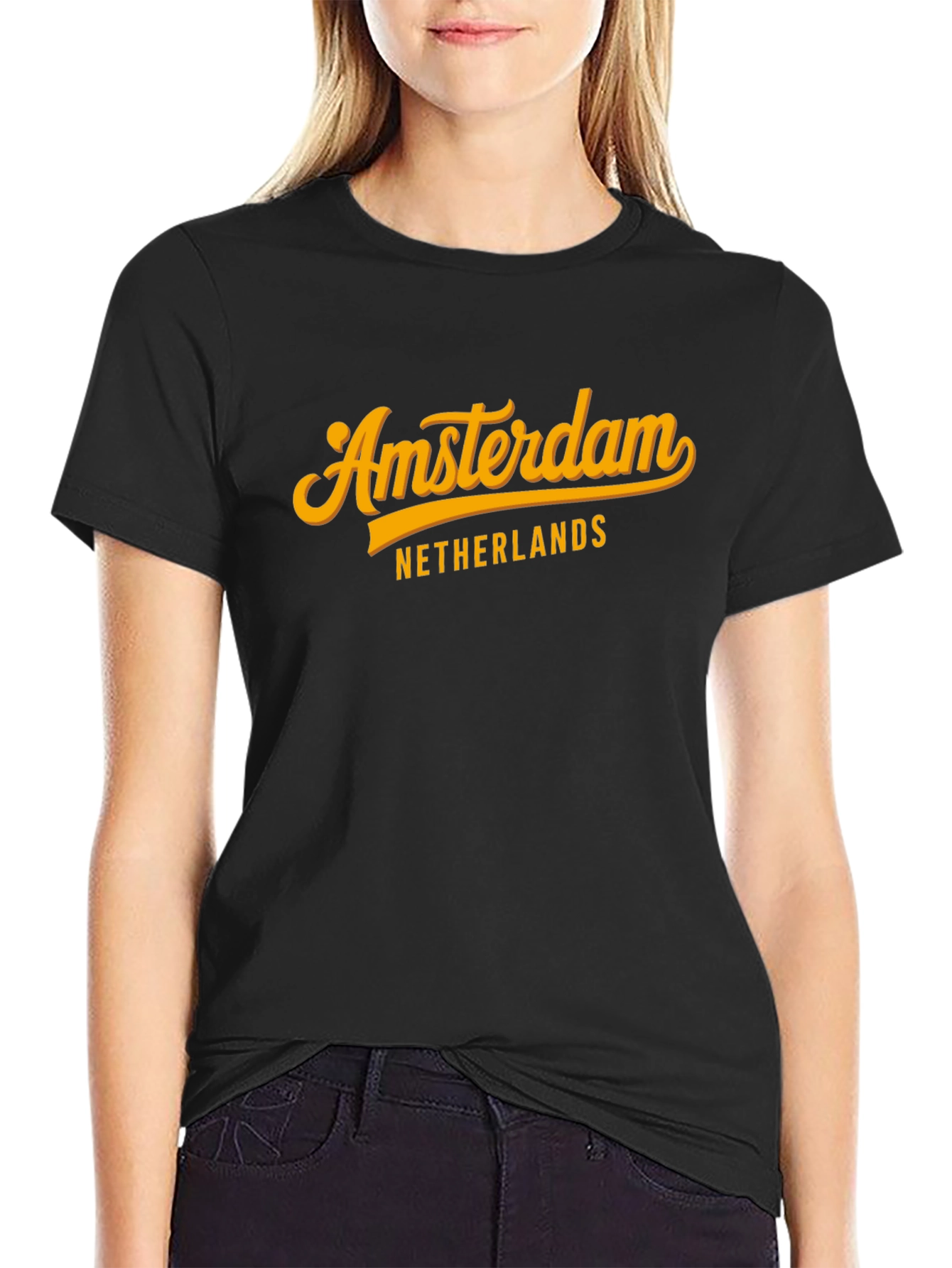 Amsterdam Netherlands Graphic Tee - Stylish Black T-Shirt