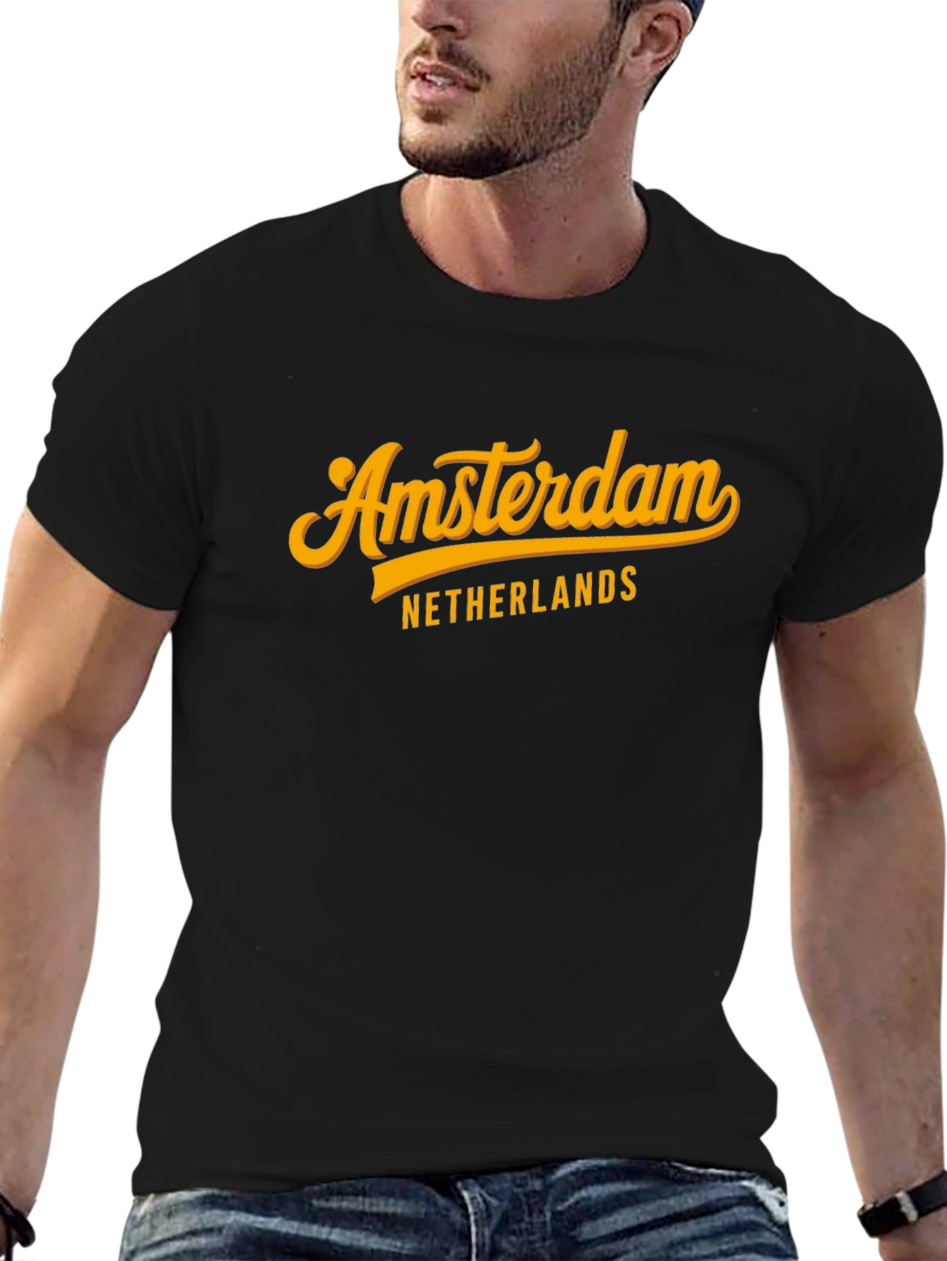 Amsterdam Netherlands Graphic Tee - Stylish Black T-Shirt