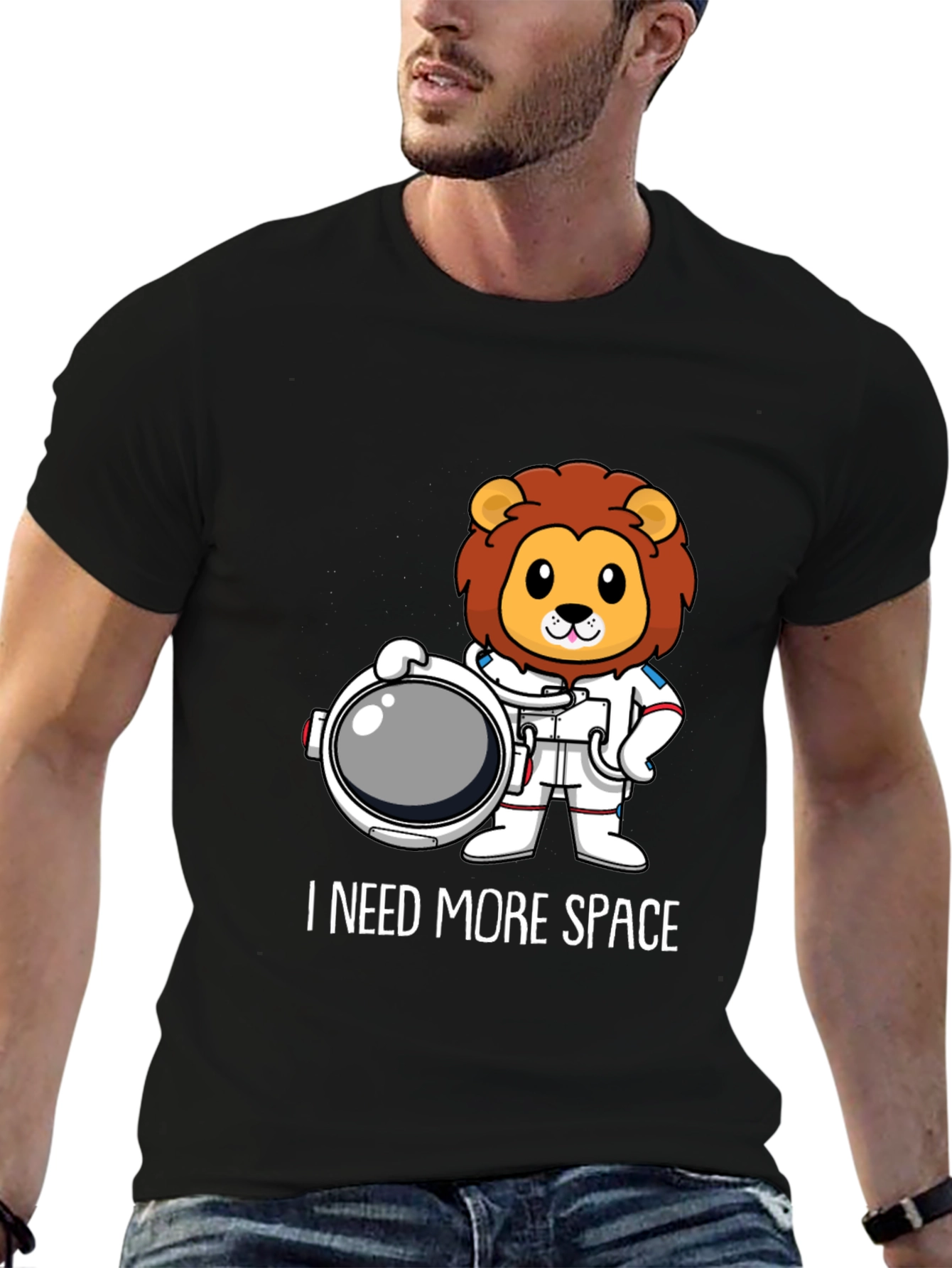 I Need More Space Lion Astronaut Graphic T-Shirt