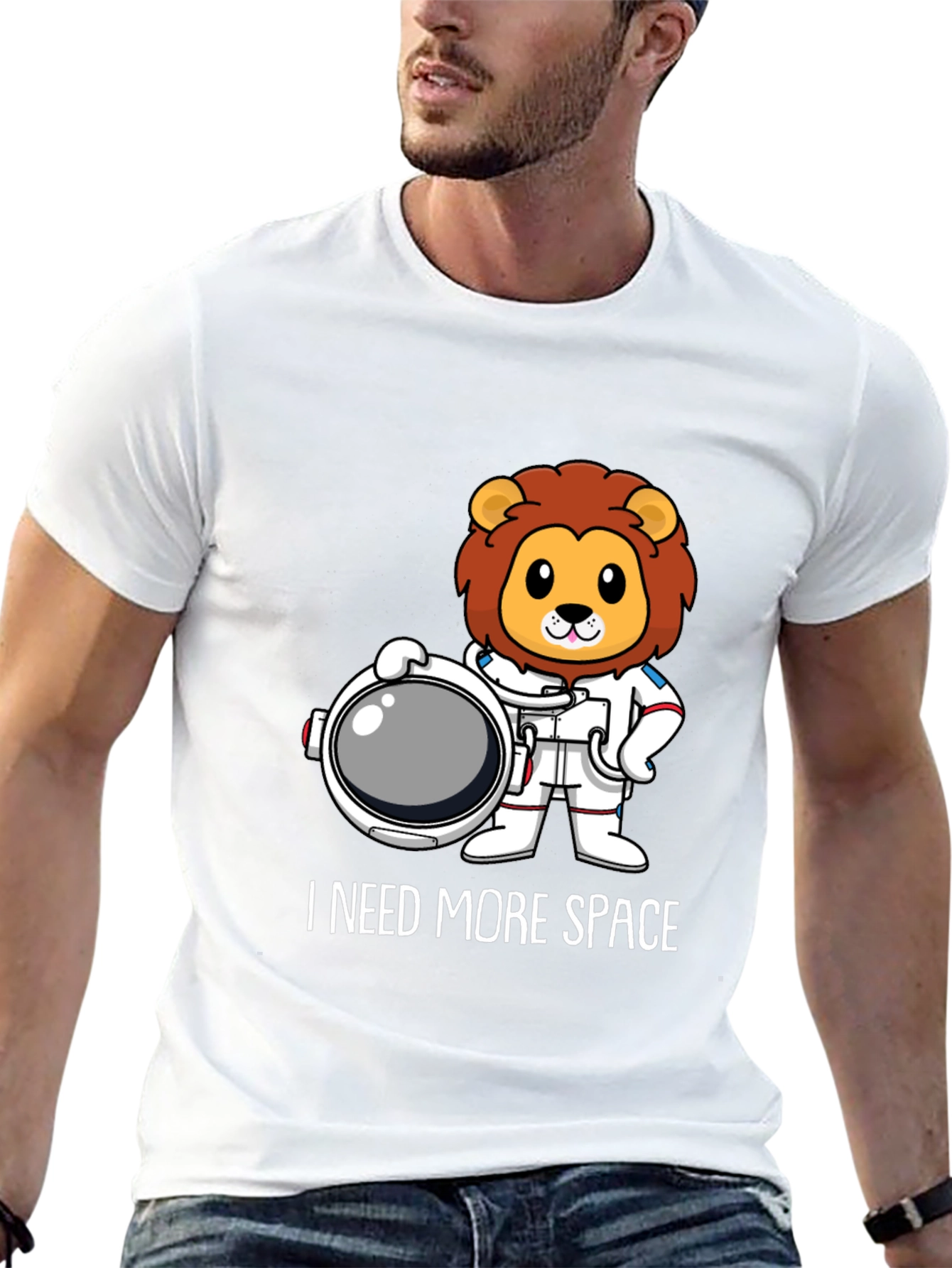 I Need More Space Lion Astronaut Graphic T-Shirt