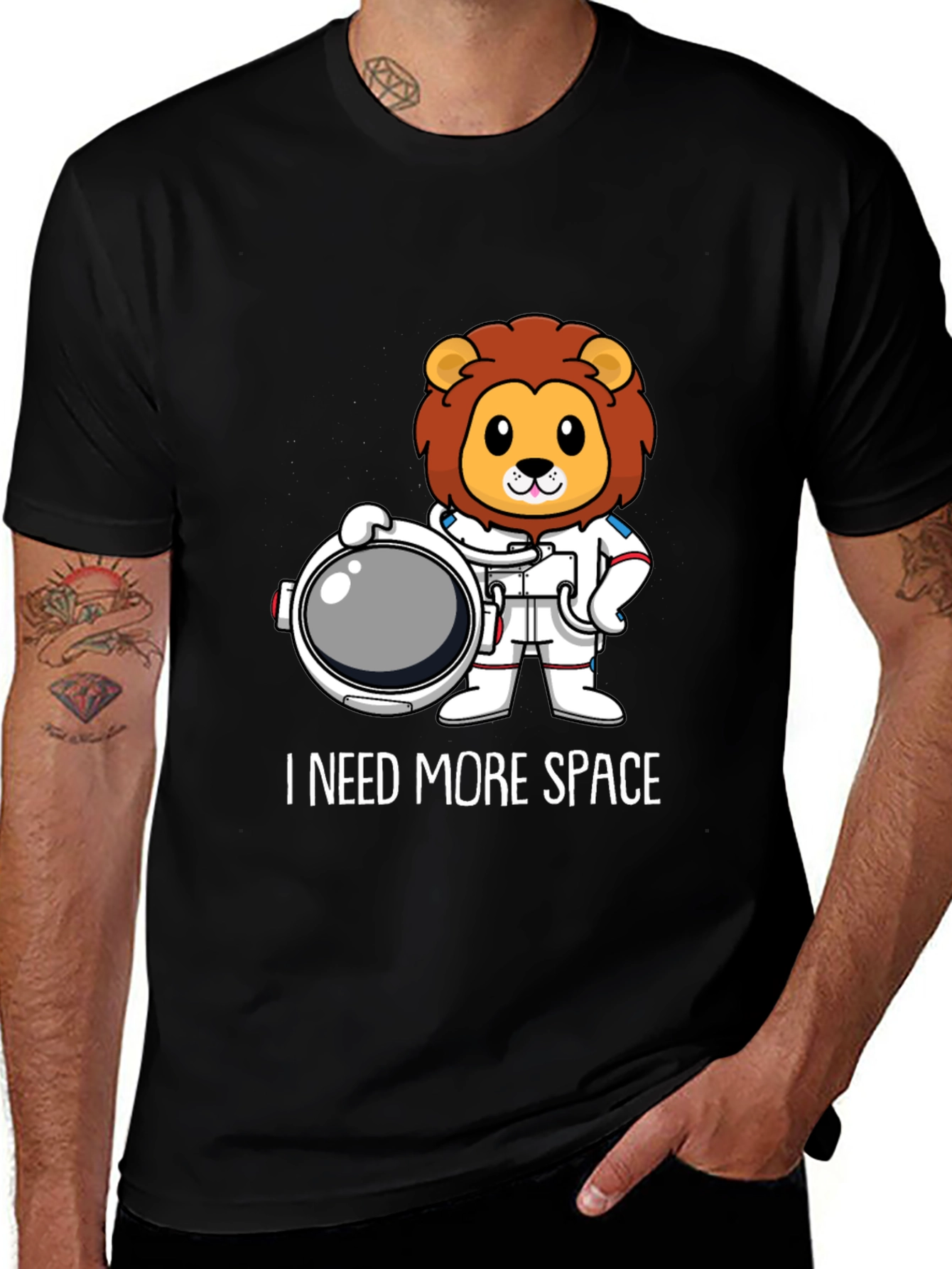 I Need More Space Lion Astronaut Graphic T-Shirt