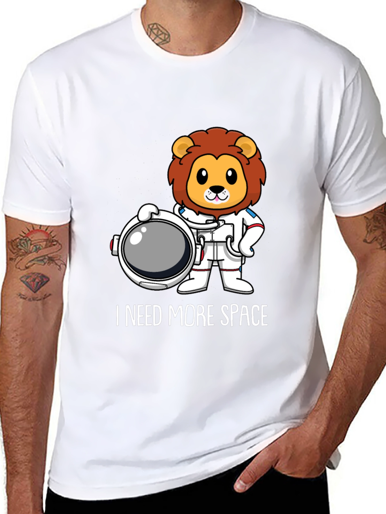 I Need More Space Lion Astronaut Graphic T-Shirt