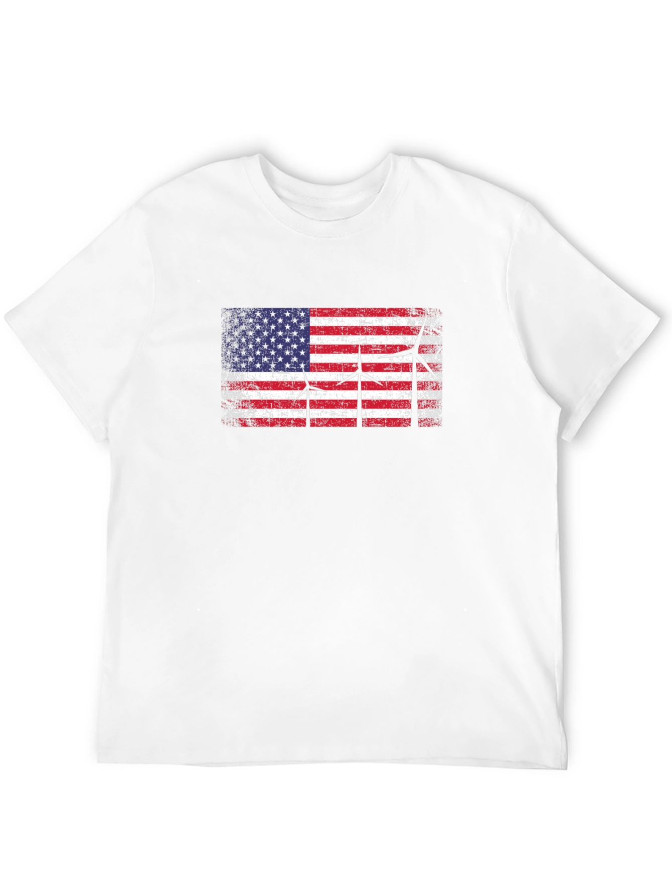 USA Flag Wind Turbine Graphic T-Shirt