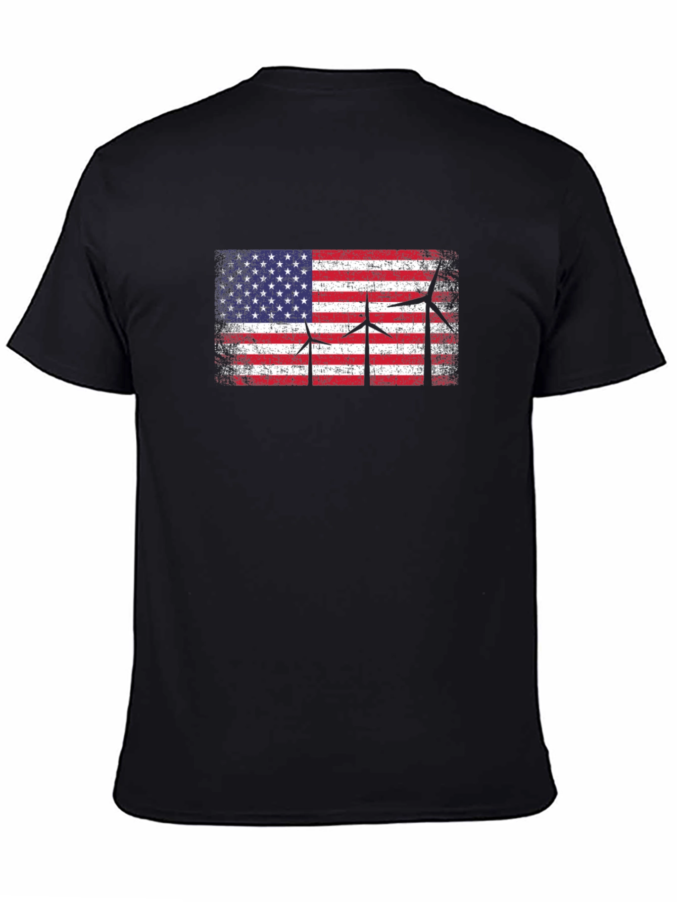 USA Flag Wind Turbine Graphic T-Shirt