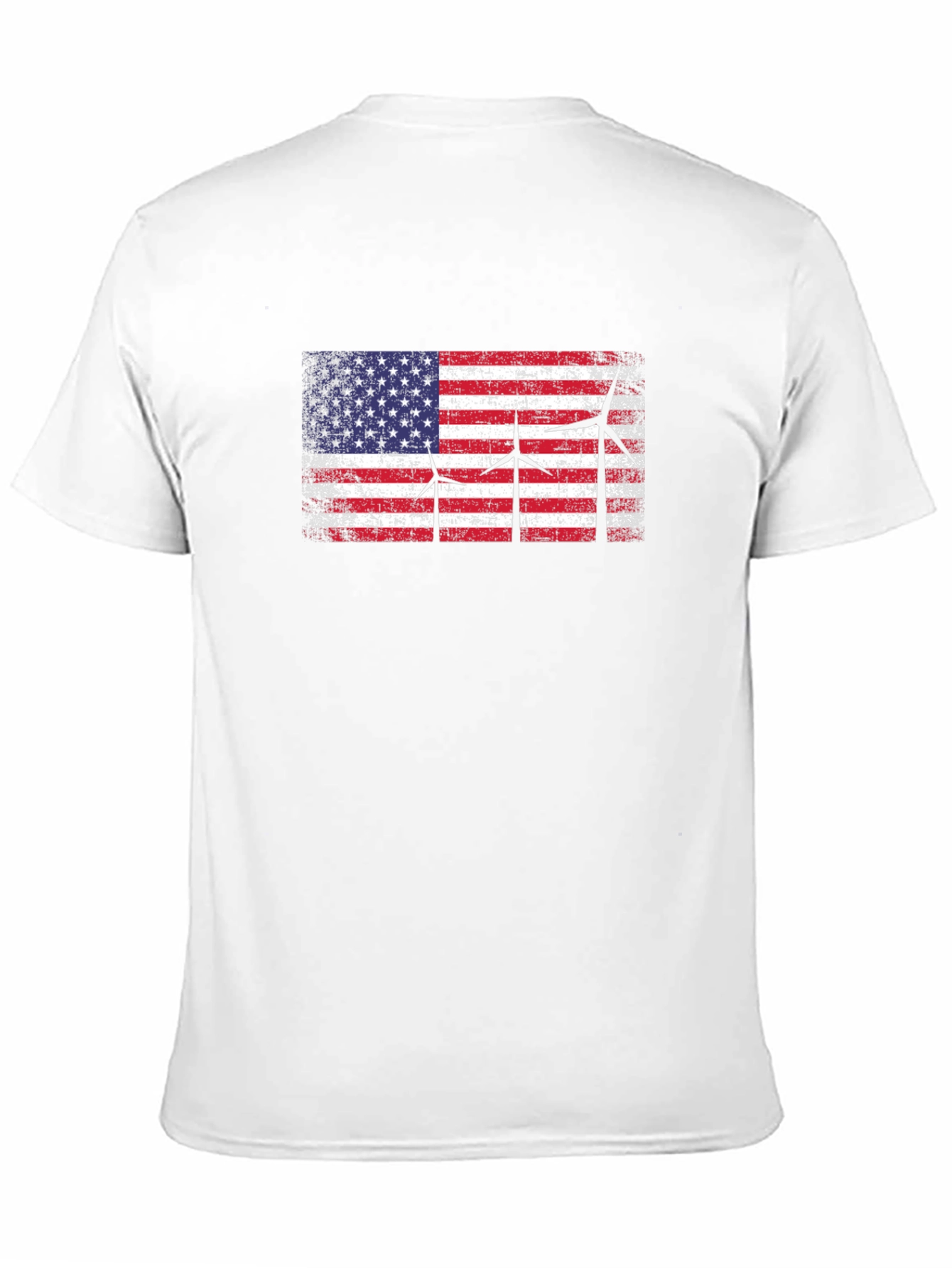 USA Flag Wind Turbine Graphic T-Shirt