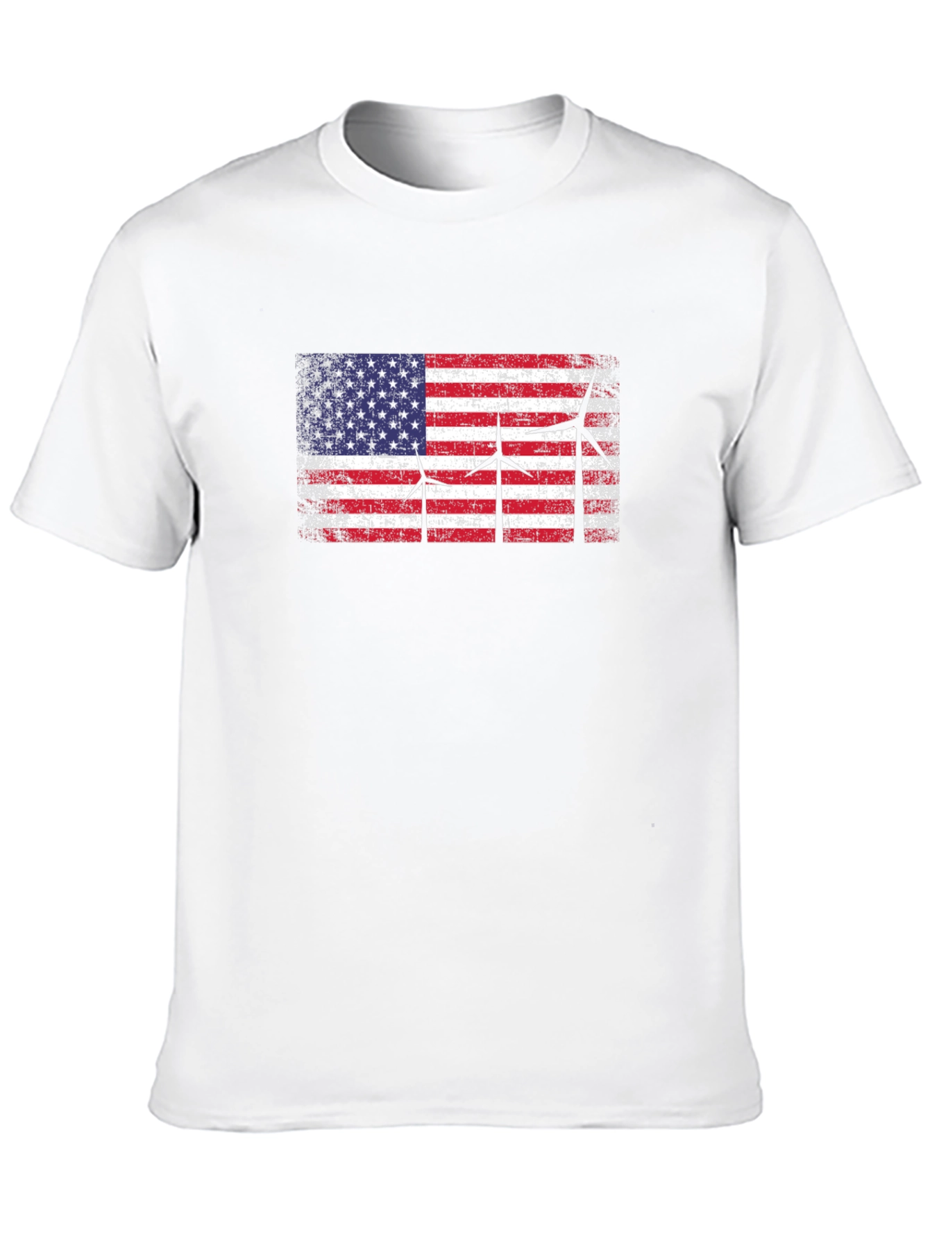 USA Flag Wind Turbine Graphic T-Shirt