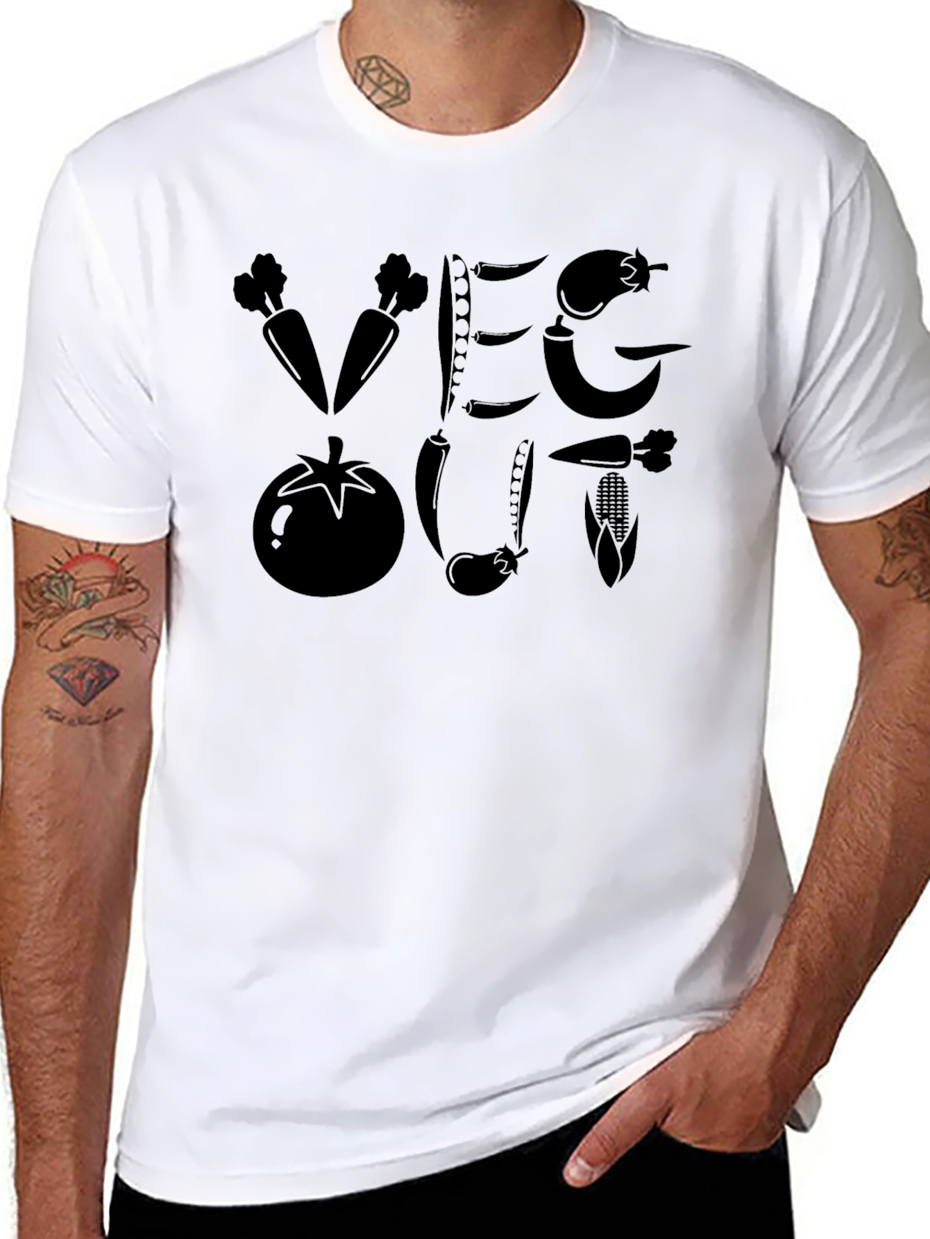 Veg Out Black Graphic T-Shirt