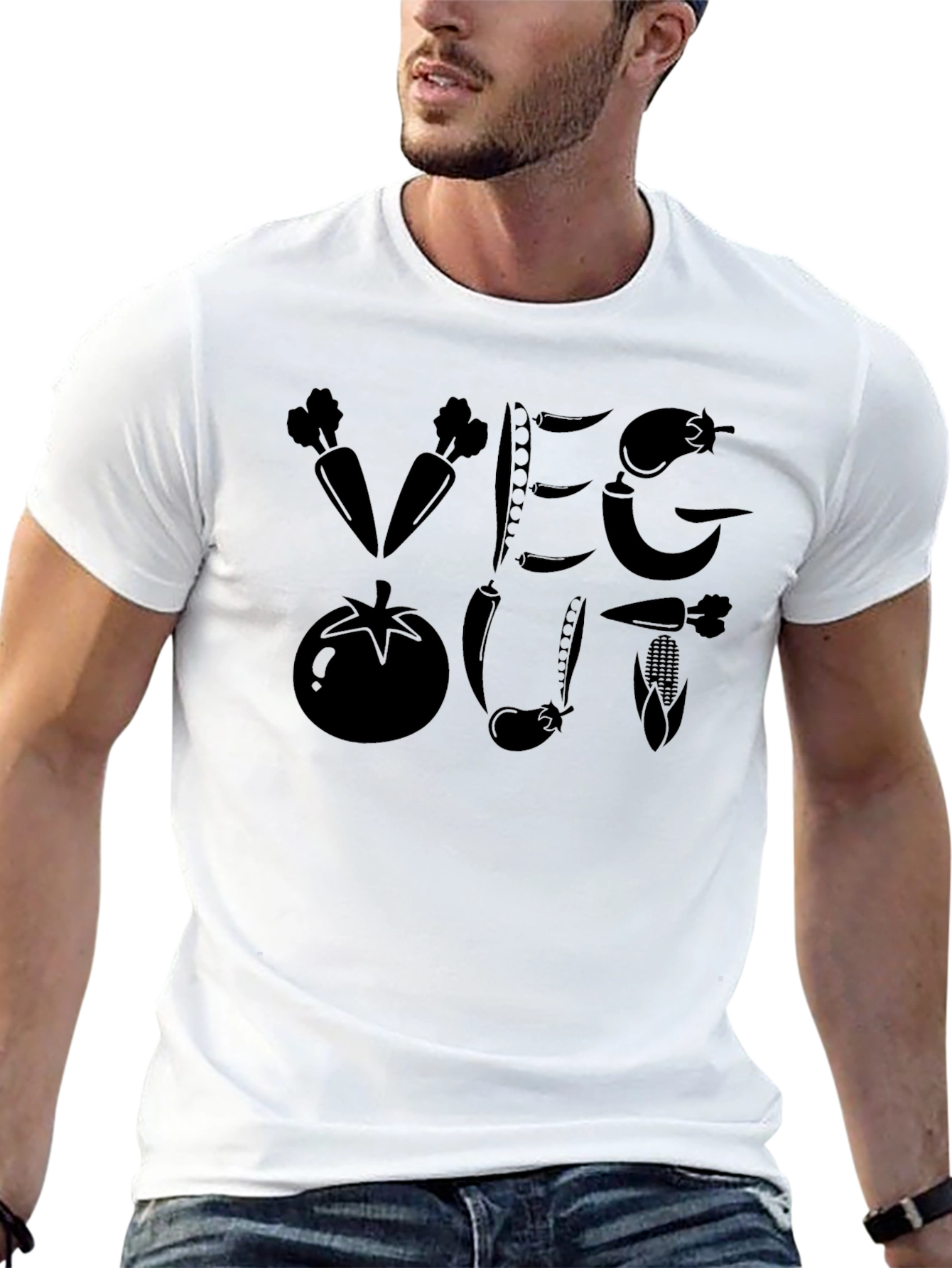 Veg Out Black Graphic T-Shirt