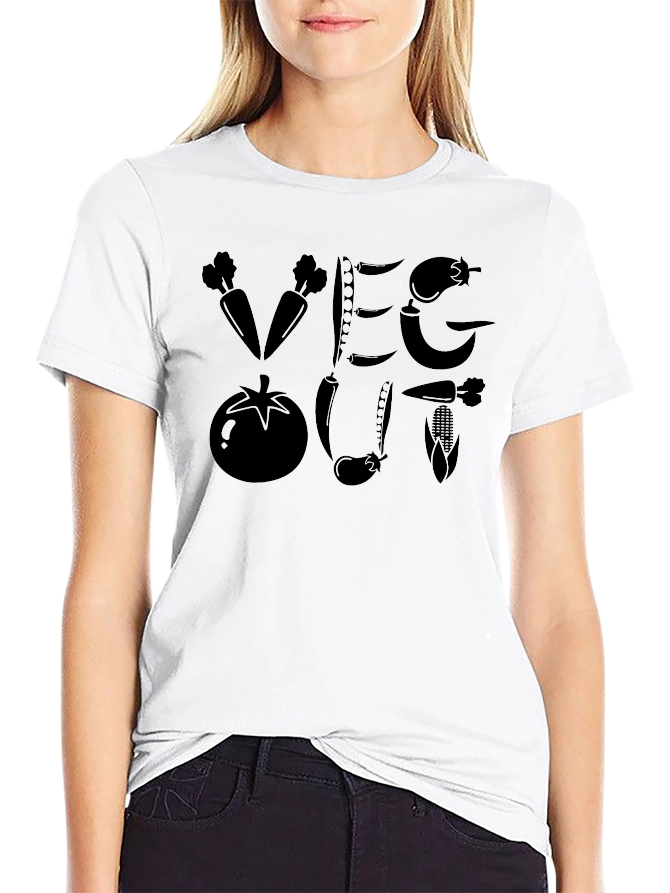 Veg Out Black Graphic T-Shirt
