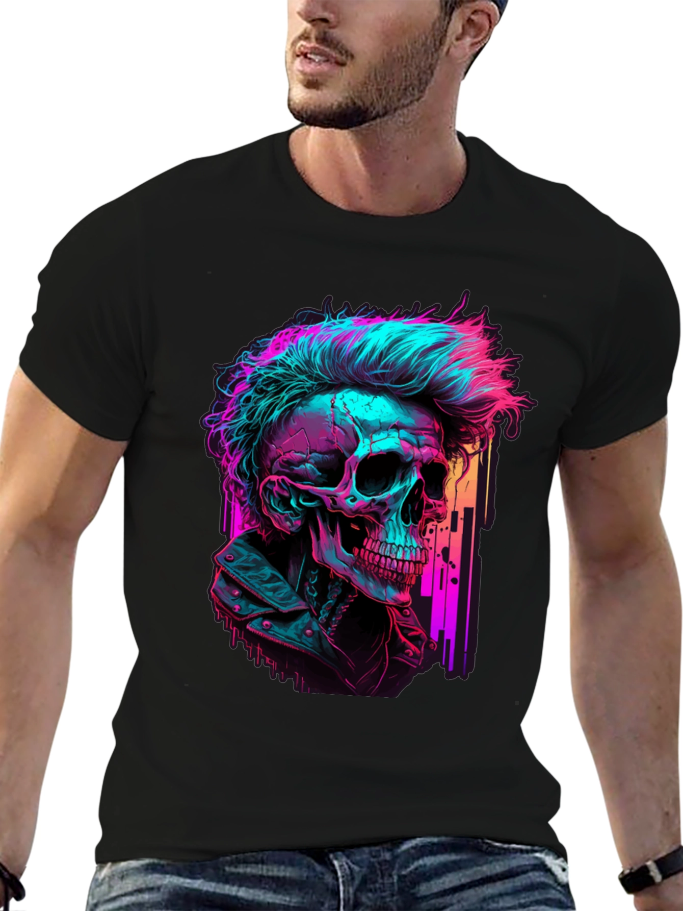 Cyberpunk Skull T-Shirt - Edgy Graphic Tee