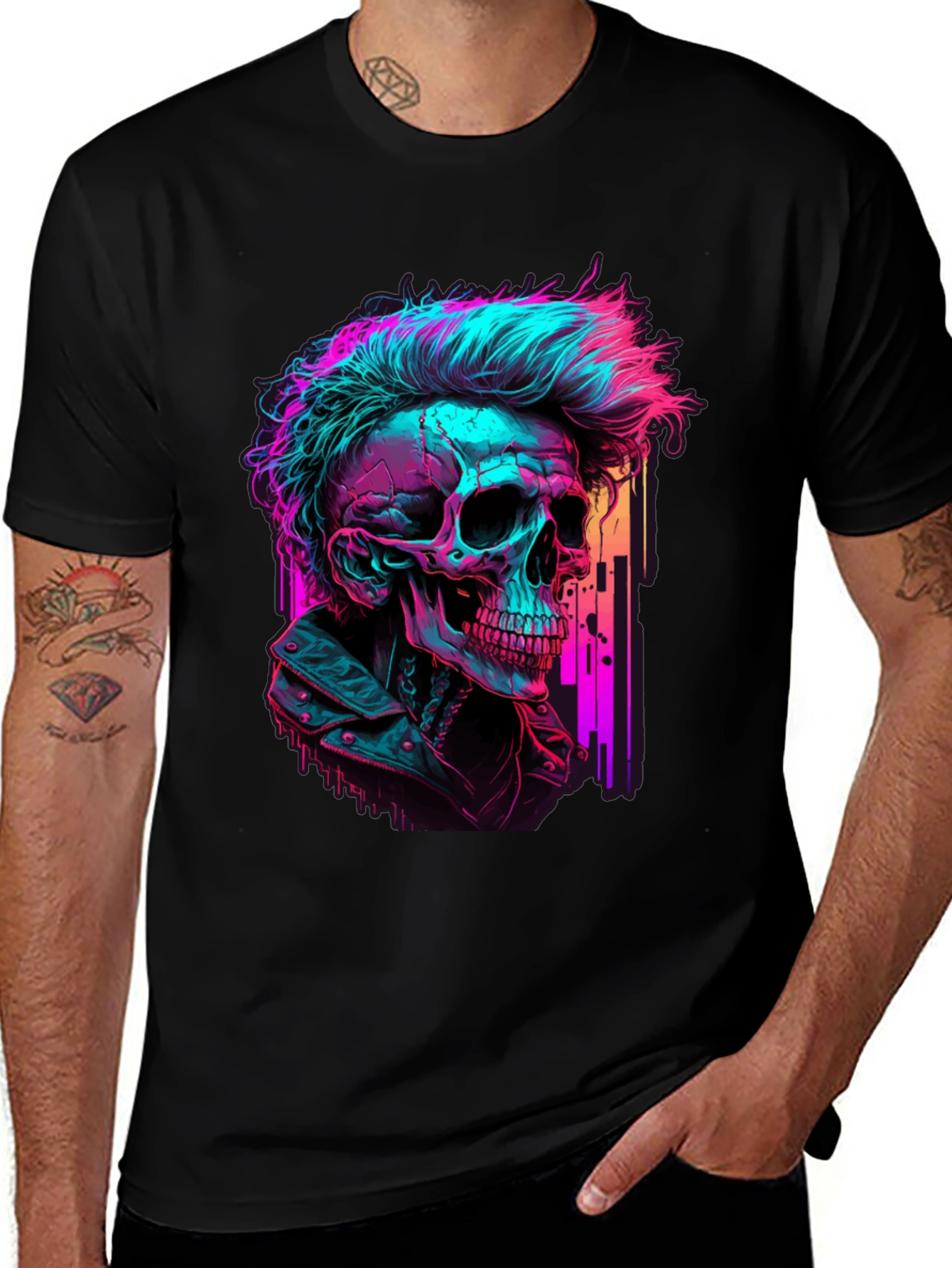 Cyberpunk Skull T-Shirt - Edgy Graphic Tee