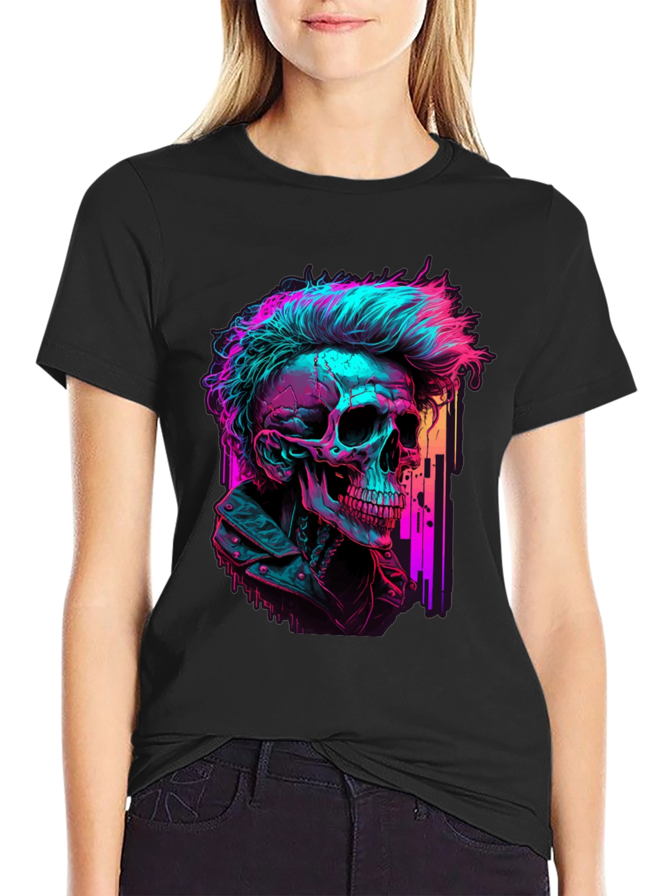 Cyberpunk Skull T-Shirt - Edgy Graphic Tee