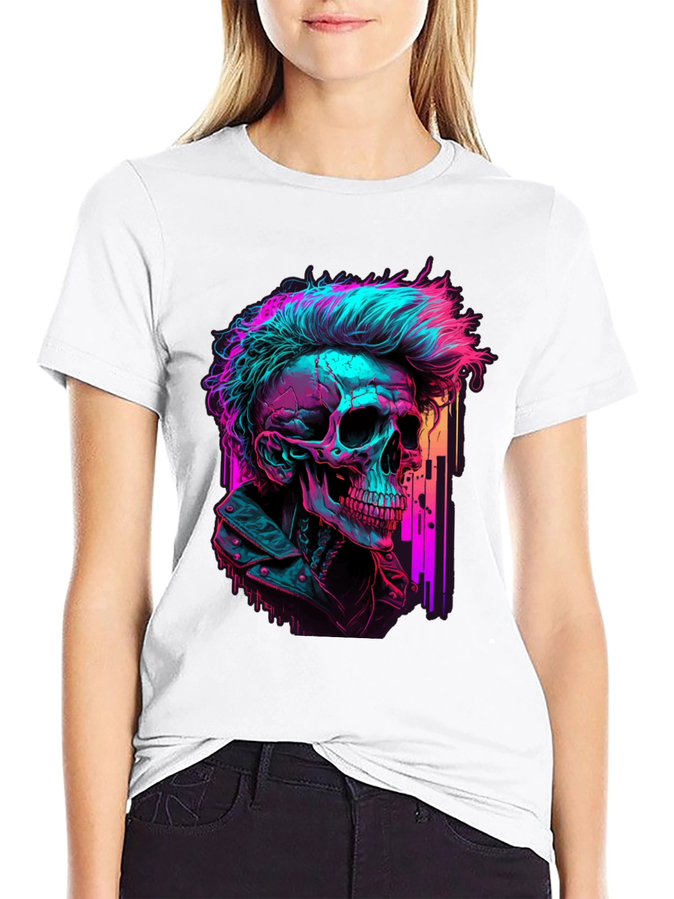 Cyberpunk Skull T-Shirt - Edgy Graphic Tee