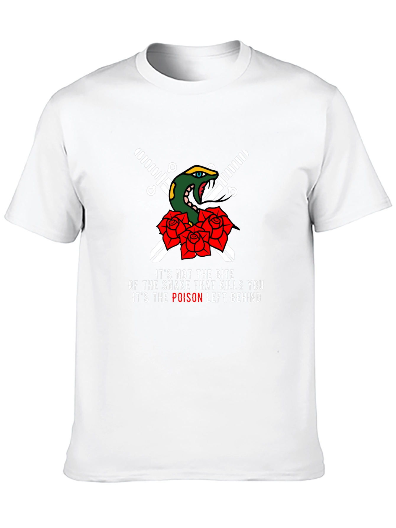 Snake & Roses Graphic T-Shirt - Poisonous Bite Design