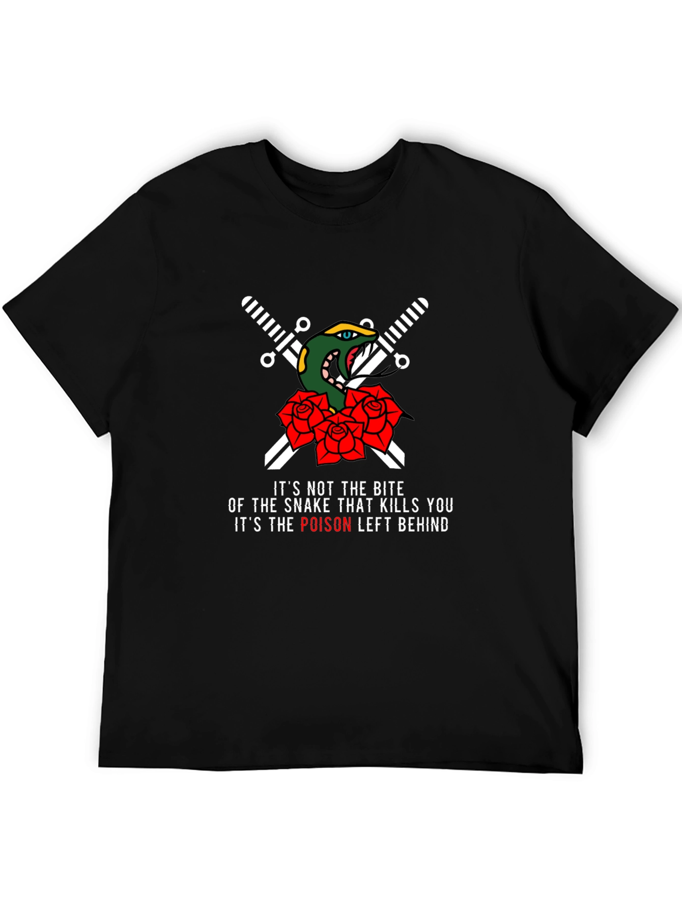 Snake & Roses Graphic T-Shirt - Poisonous Bite Design