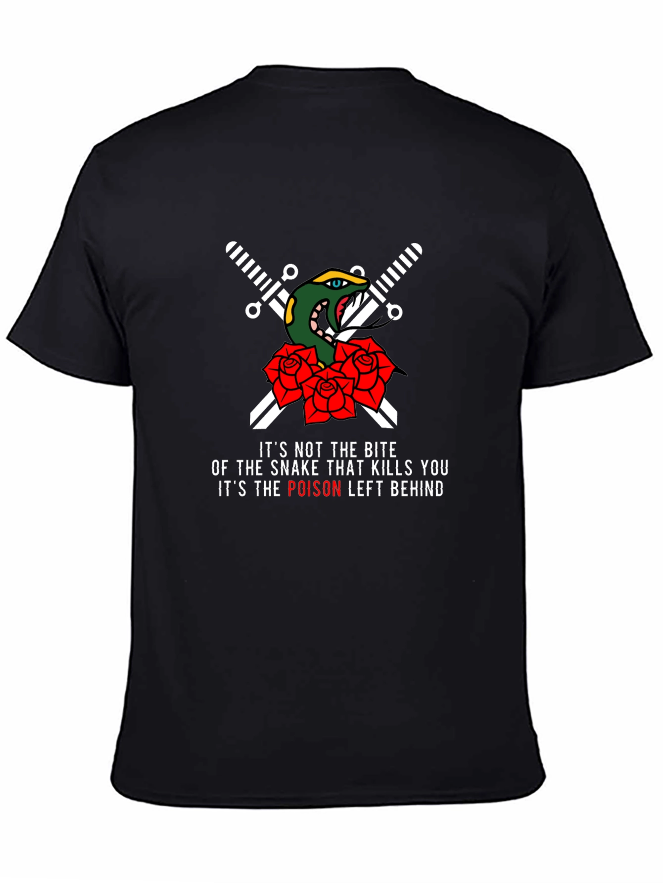 Snake & Roses Graphic T-Shirt - Poisonous Bite Design