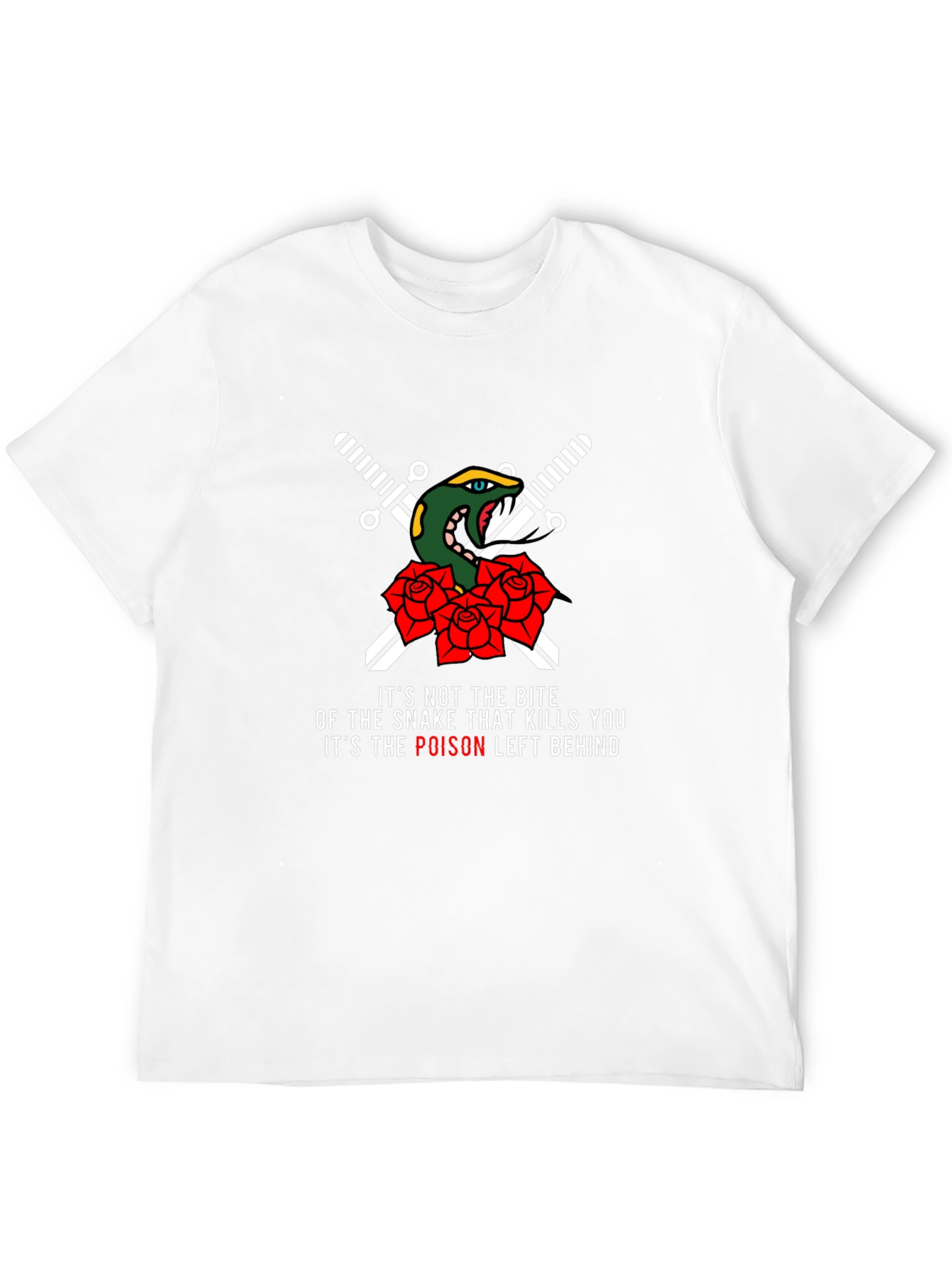 Snake & Roses Graphic T-Shirt - Poisonous Bite Design
