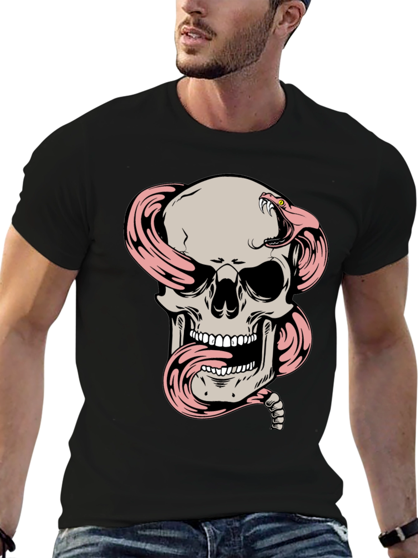 Skull and Snake Graphic T-Shirt