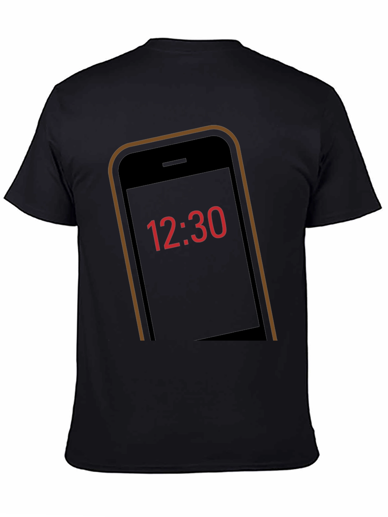 Time Display Graphic Tee - Black Cotton Shirt