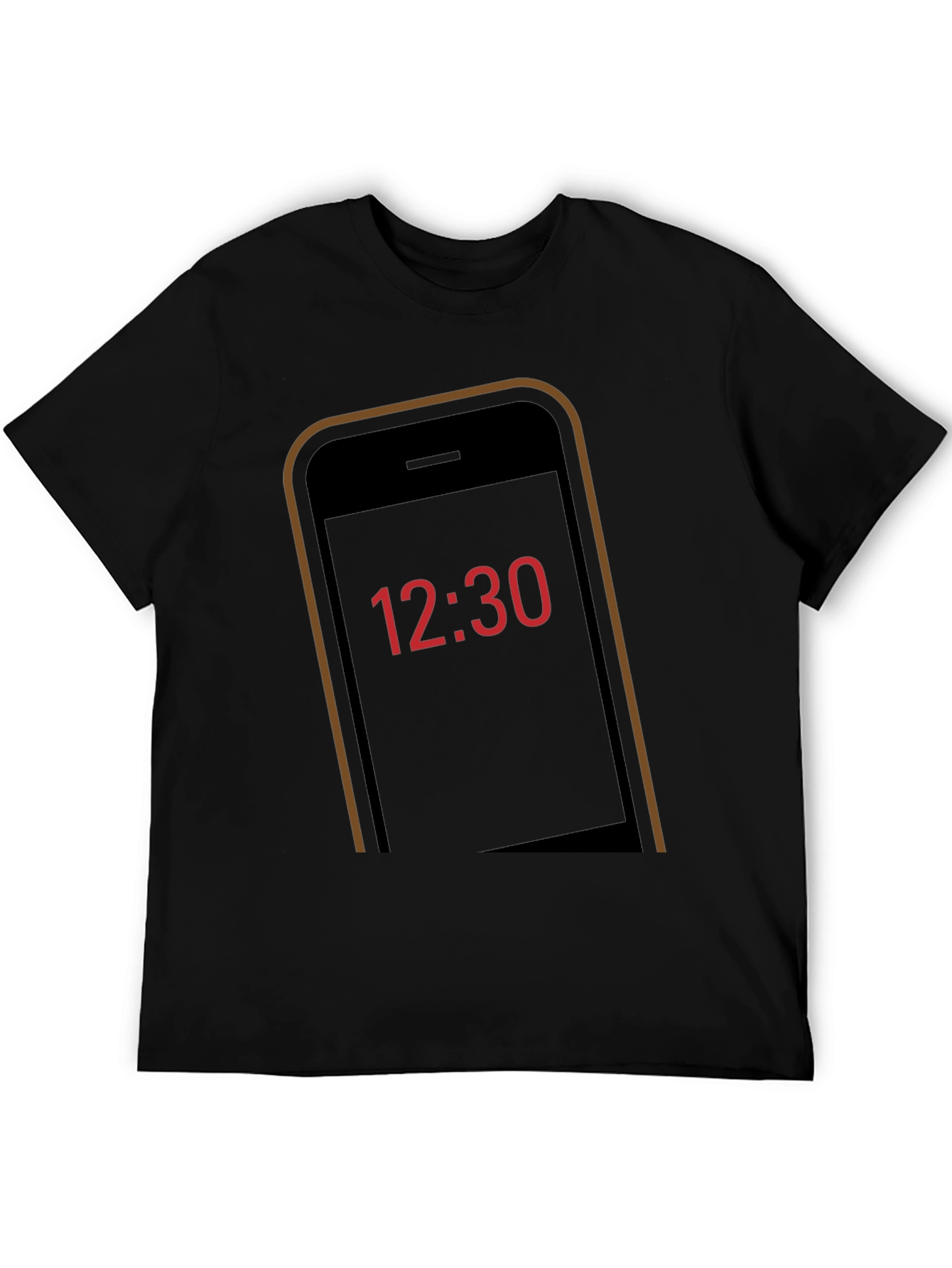 Time Display Graphic Tee - Black Cotton Shirt