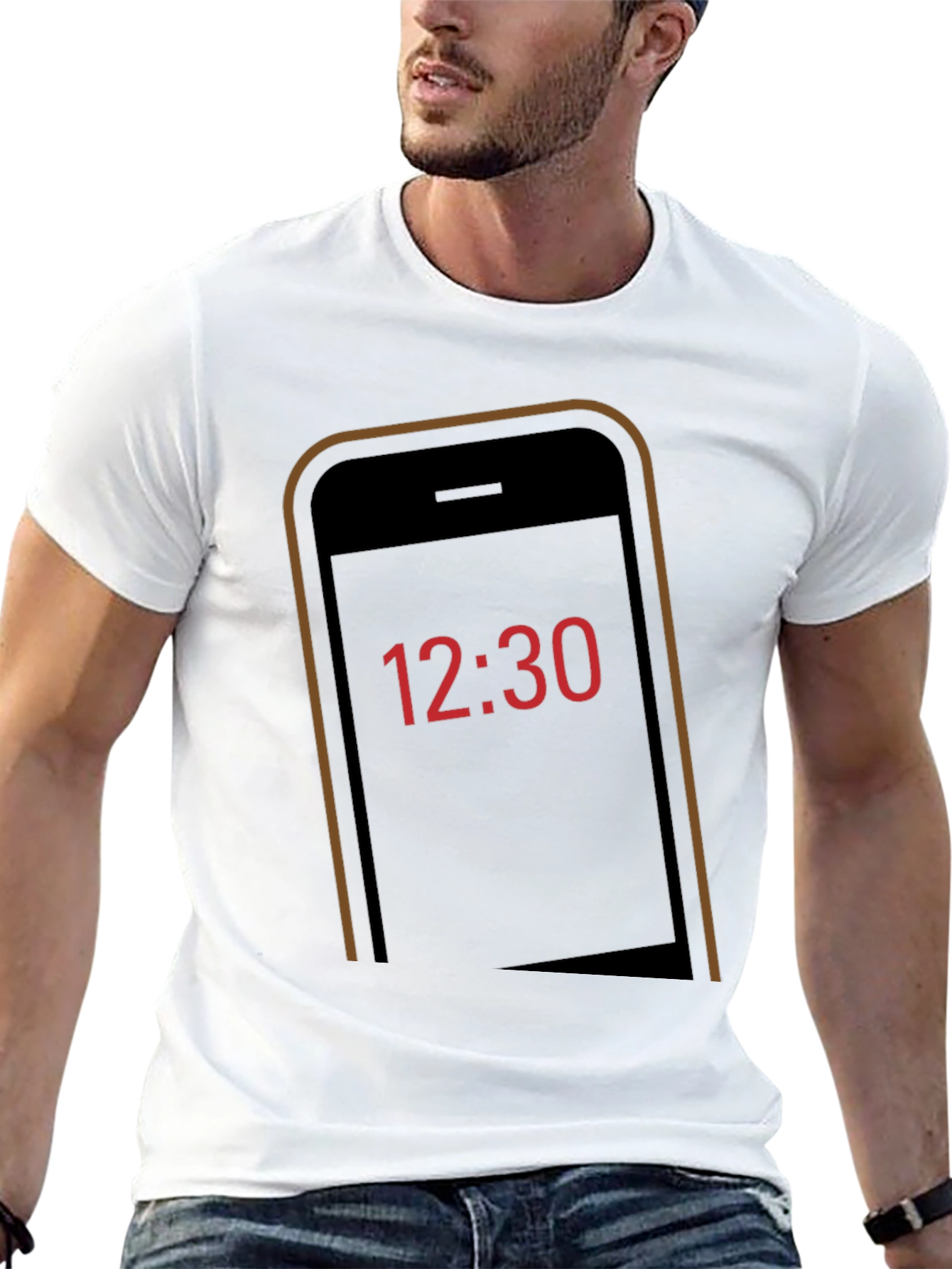 Time Display Graphic Tee - Black Cotton Shirt