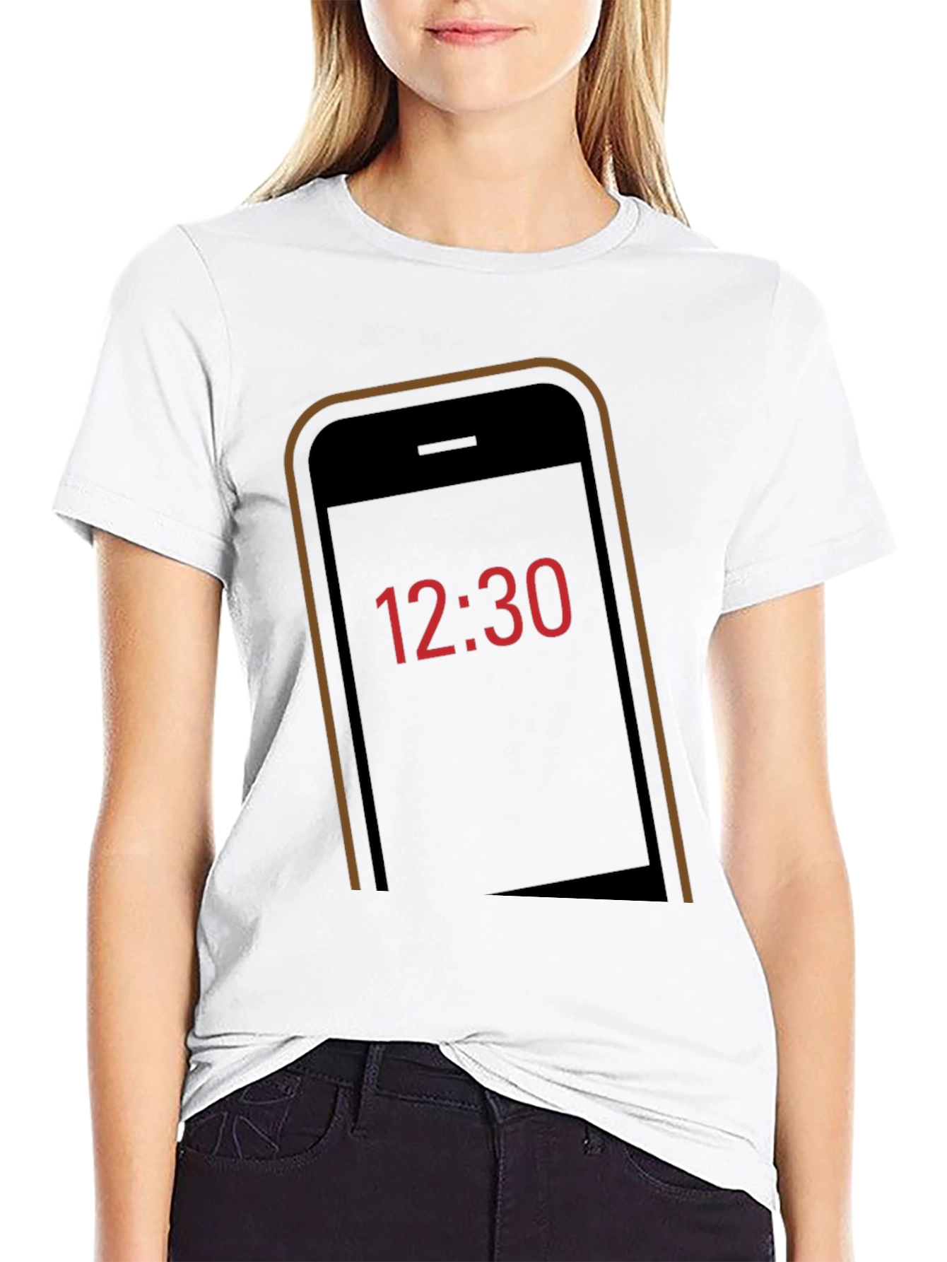 Time Display Graphic Tee - Black Cotton Shirt