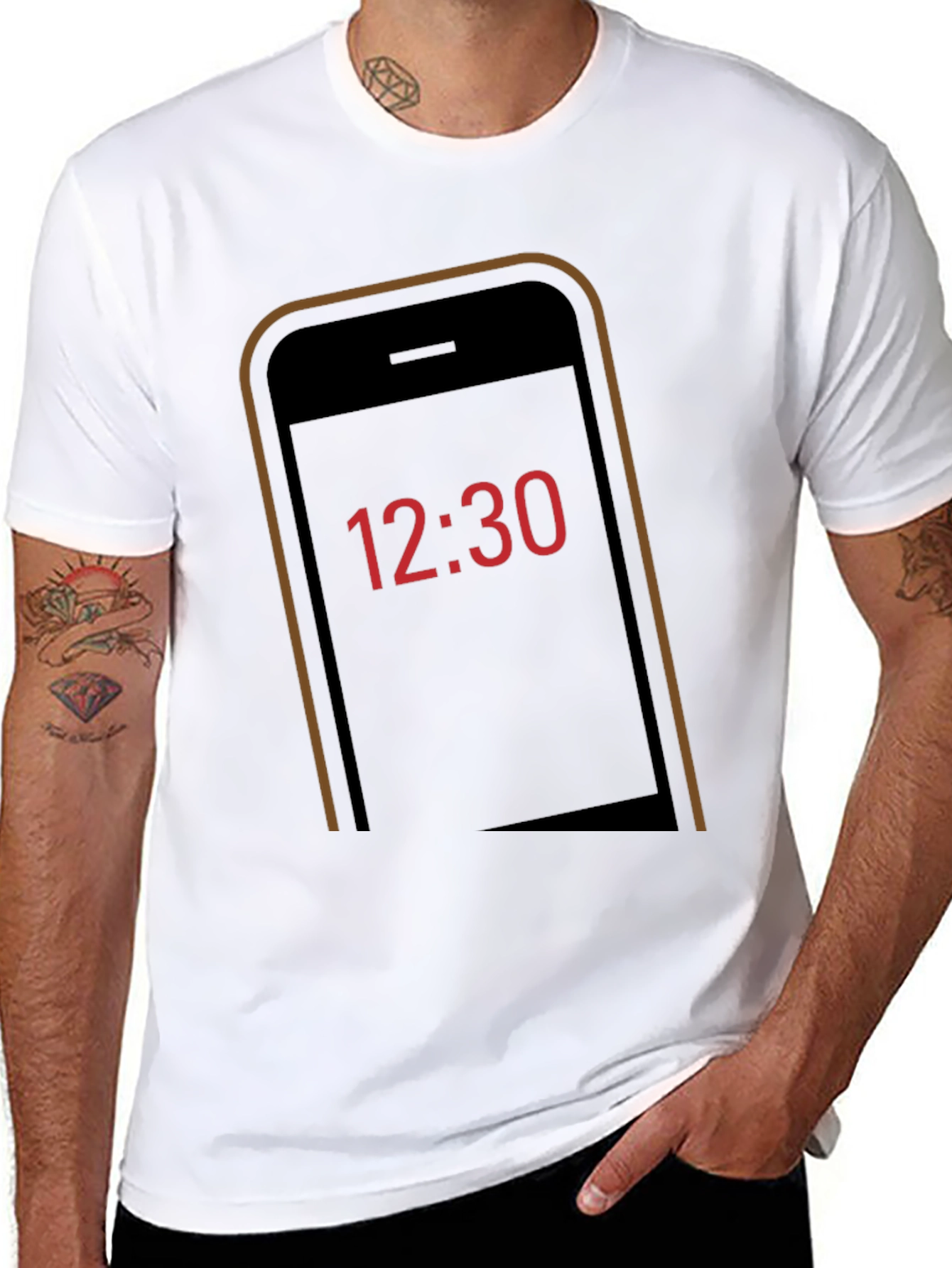 Time Display Graphic Tee - Black Cotton Shirt