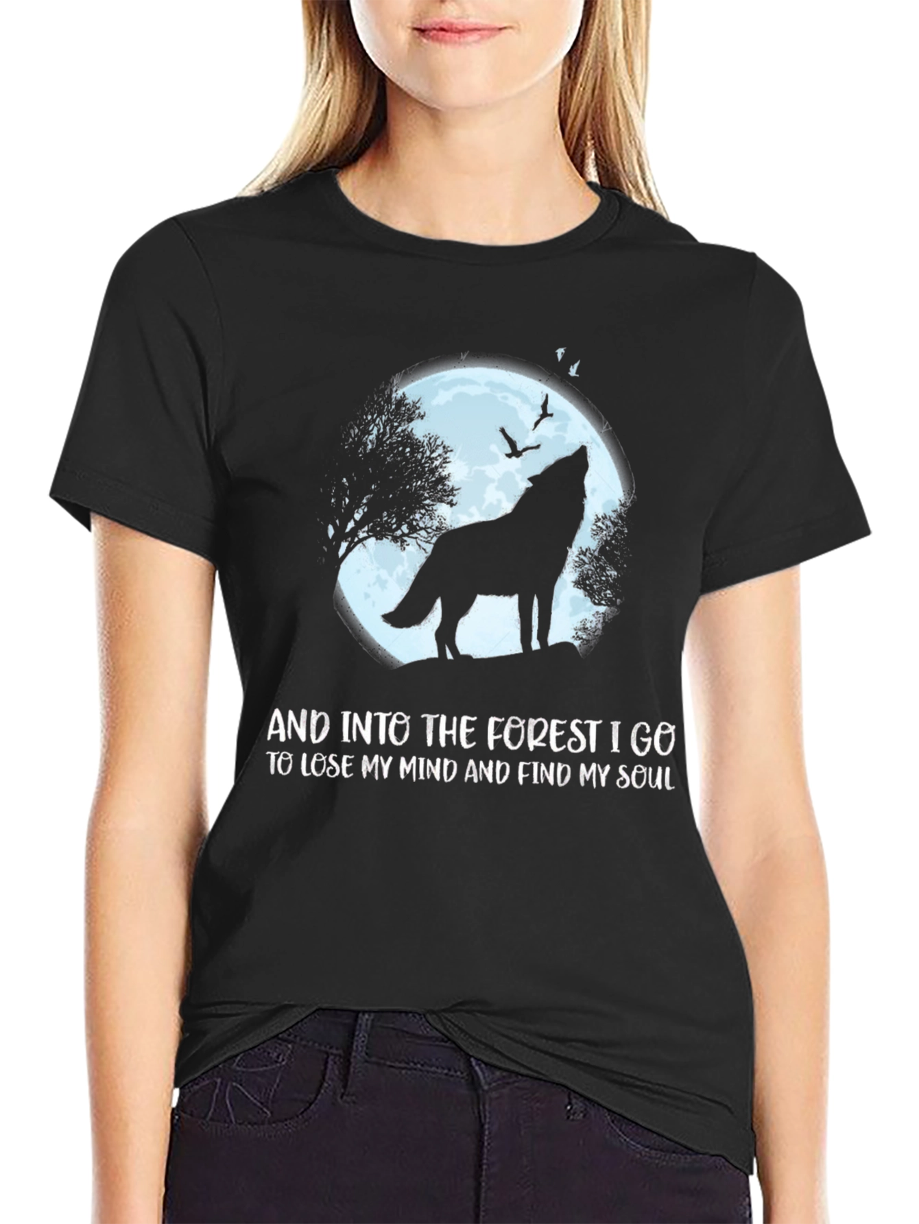 Wolf Silhouette Forest Graphic Tee