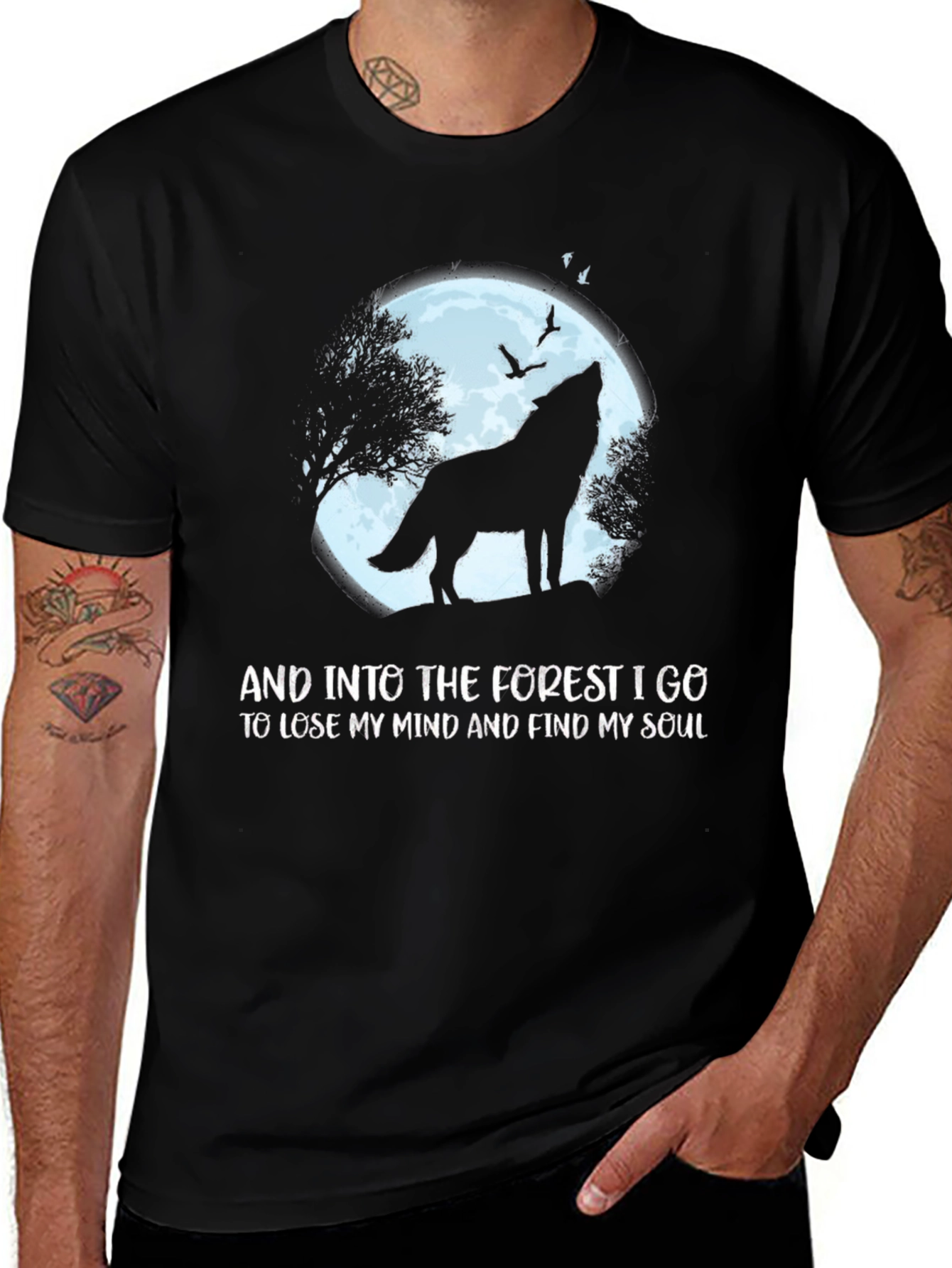 Wolf Silhouette Forest Graphic Tee