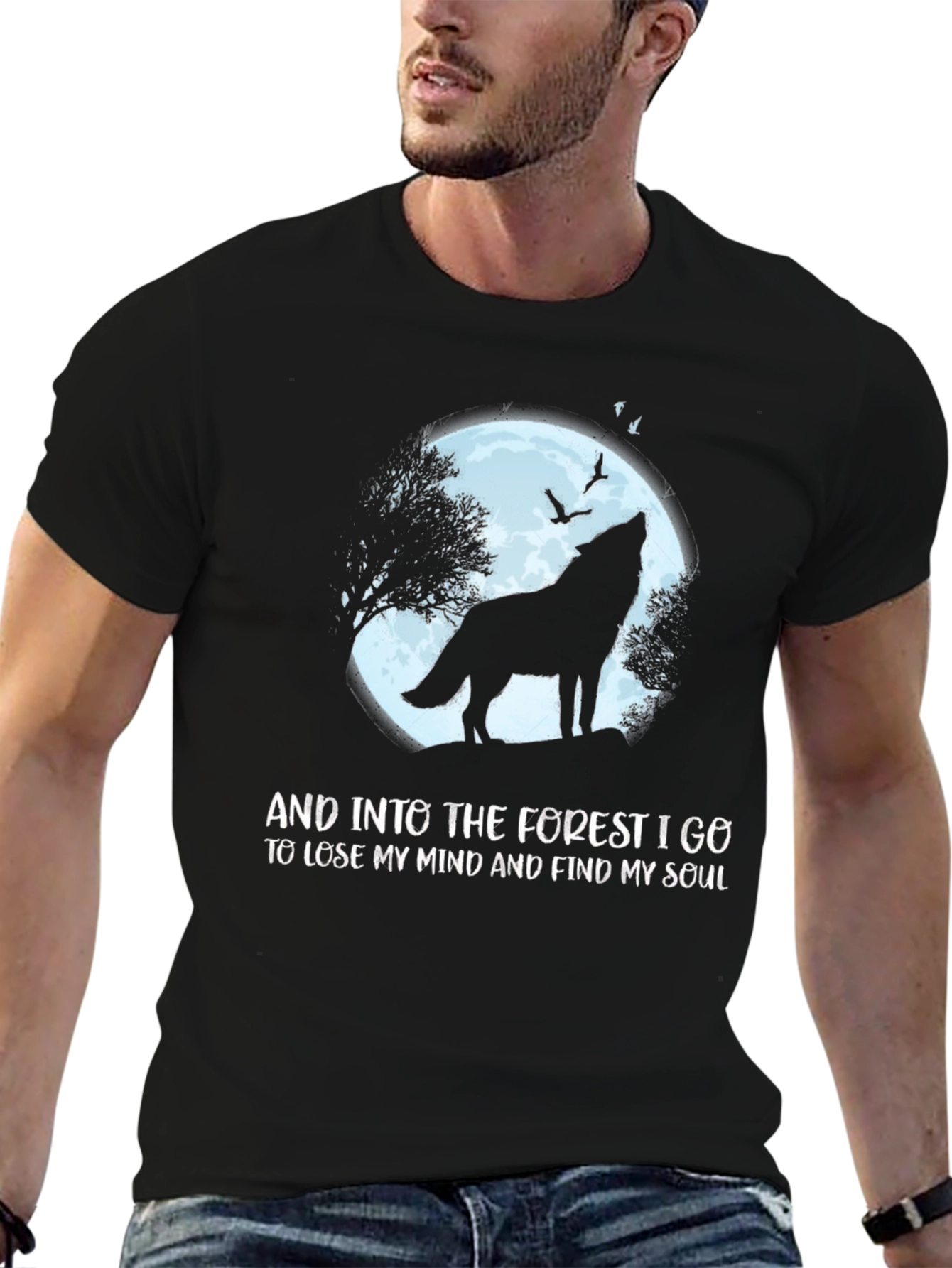 Wolf Silhouette Forest Graphic Tee
