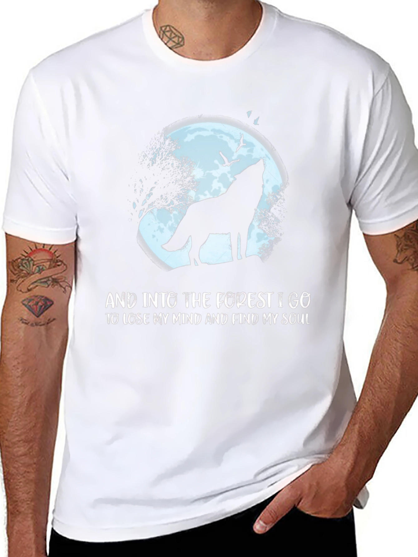 Wolf Silhouette Forest Graphic Tee